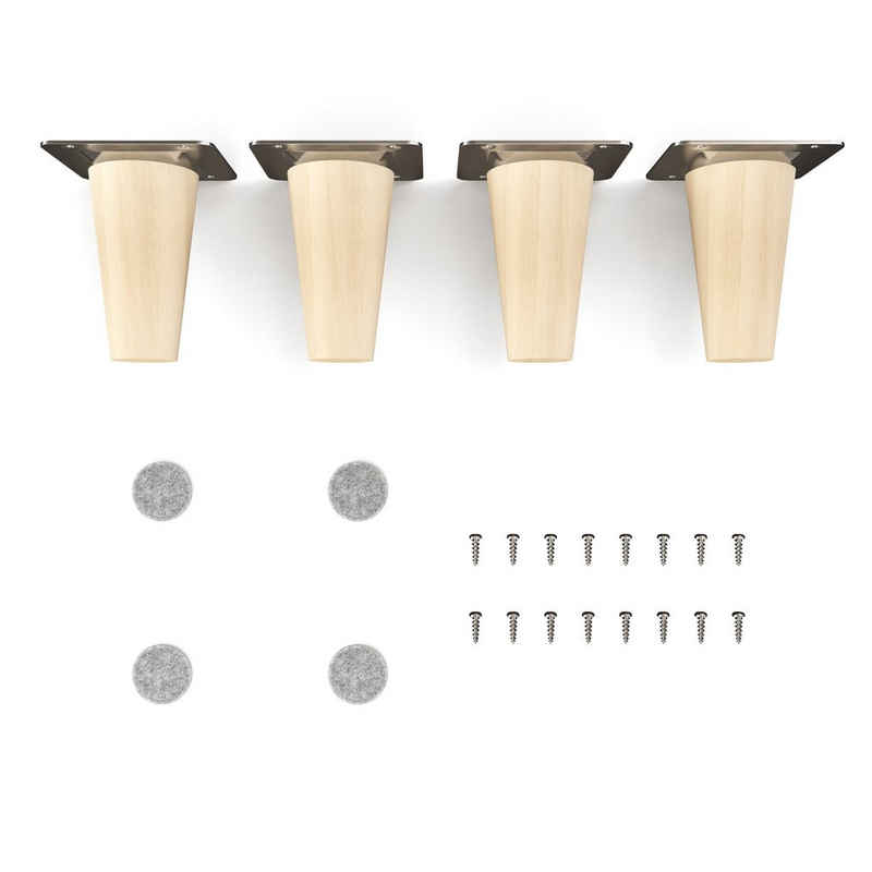 sossai® Möbelfuß Holzfüße Rund gerade Ausführung Öl-Finish / Natur, (4-St), 8cm - 71cm