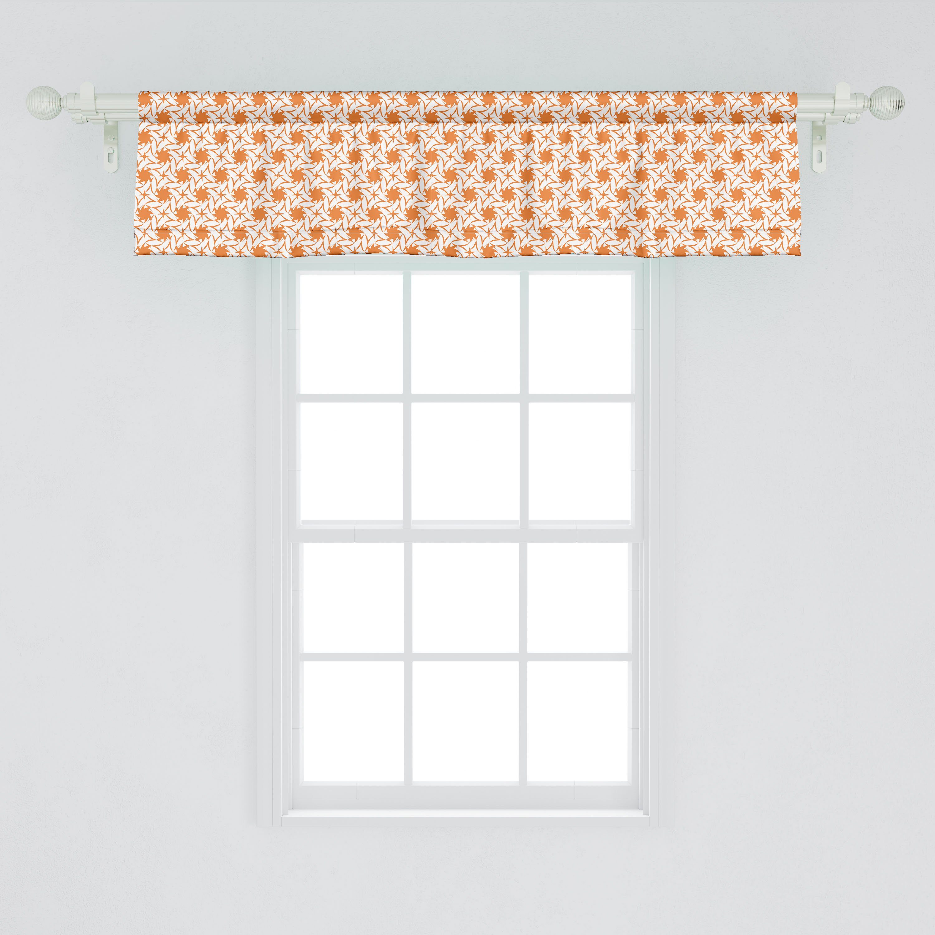Scheibengardine Vorhang Volant Schlafzimmer Blossomy Dekor für Küche Geometrische Microfaser, Orange Stangentasche, Abakuhaus, mit Formen