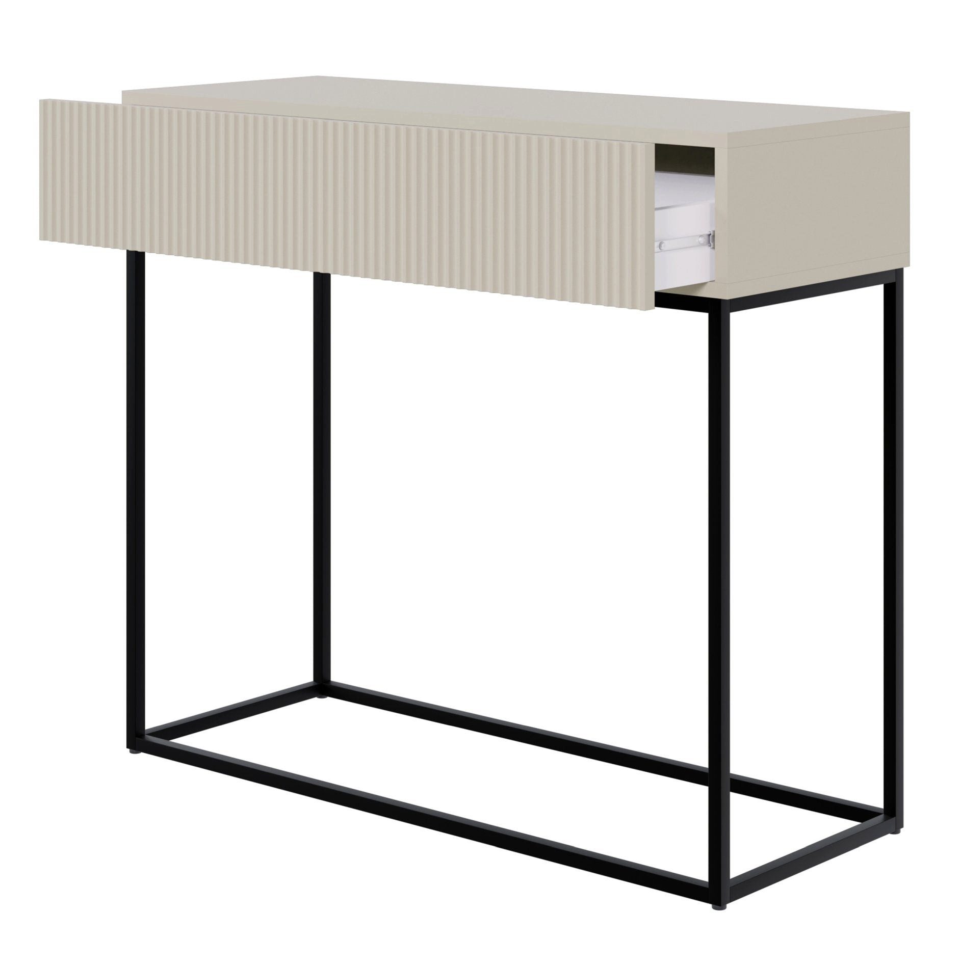 Selsey Konsolentisch VELDIO, mit Schublade, geriffelter Front und Metallgestell, 90 cm