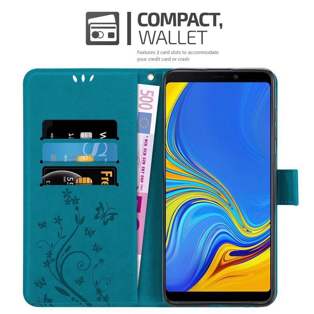 Cadorabo Handyhülle für Samsung Galaxy A9 2018 Hülle Samsung Galaxy A9 2018, Hülle Schutzhülle Blumen Flower mit Standfunktion Kartenfach Magnet