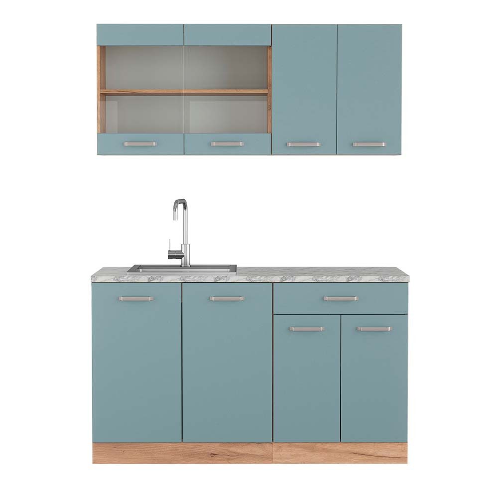 Vicco Küchenzeile R-Line, Beton/Weiß, 140 cm, günstig online kaufen