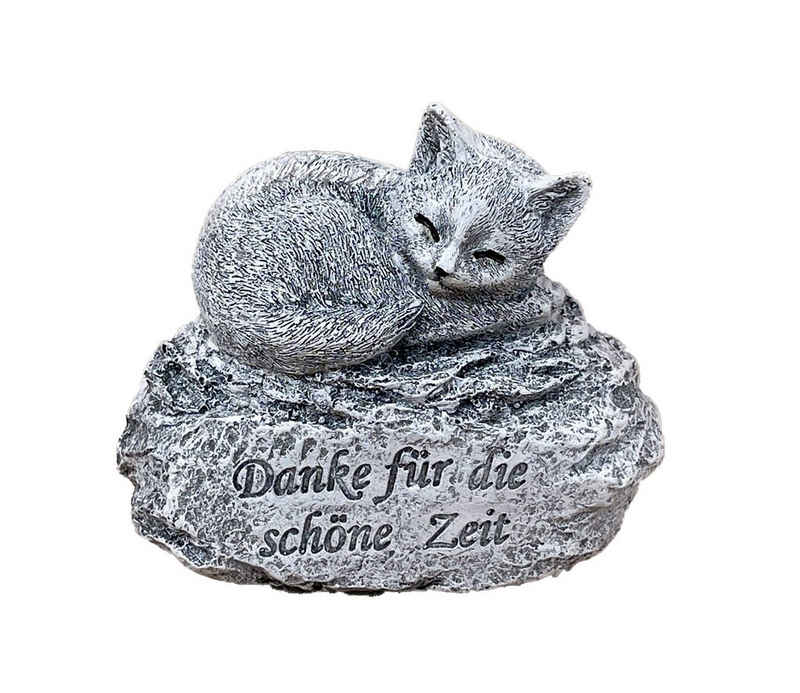 Stone and Style Gartenfigur »Steinfigur Grabstein Grabschmuck Katze Danke für die schöne Zeit frostfest Steinguss«