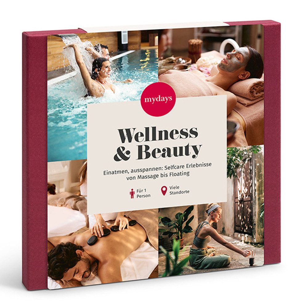 mydays Erlebnisgutschein Geschenkbox Wellness & Beauty, Pure Erholung fuer Koerper und Geist. Die von Kopf bis Fuss Verwoehnu…