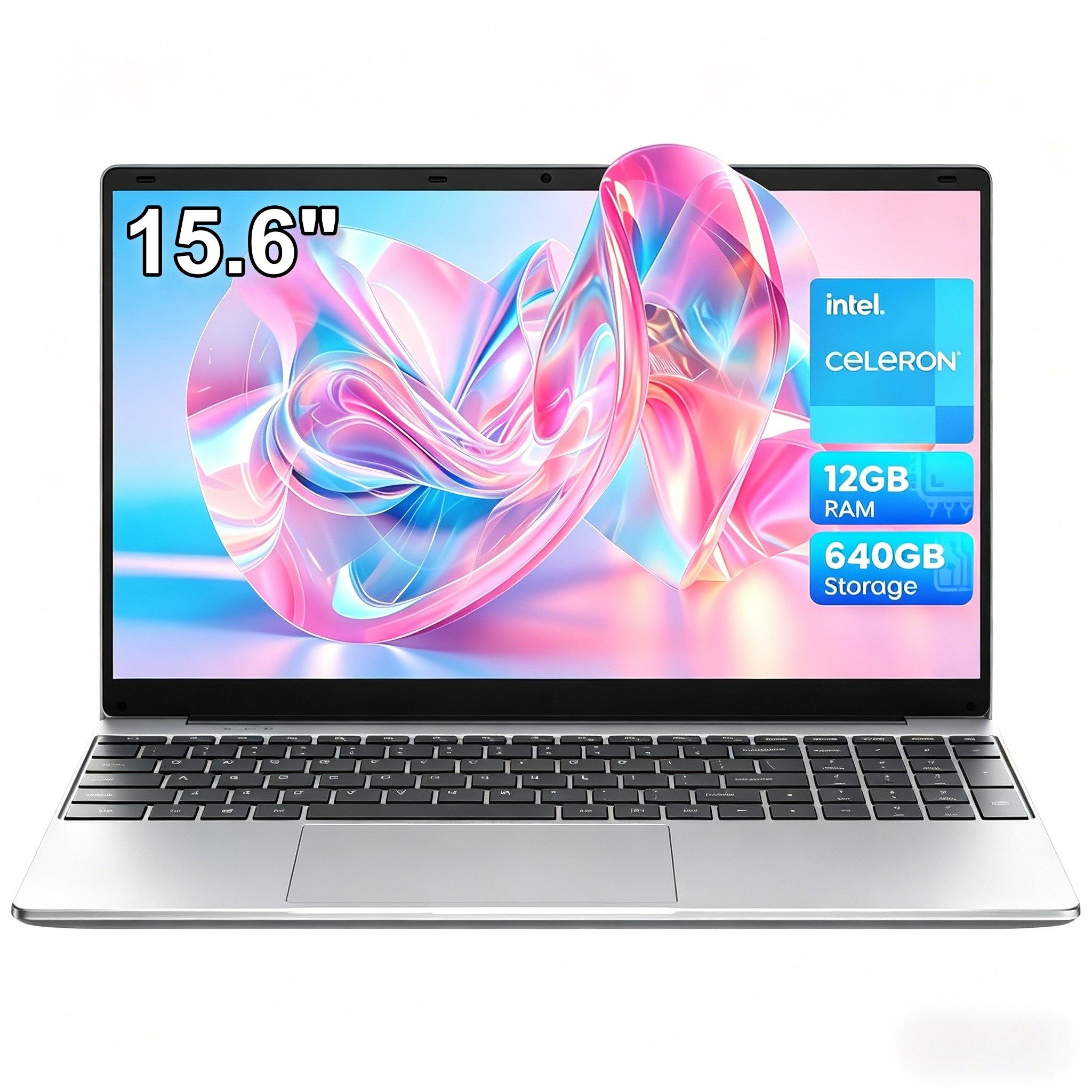 Bundviel Laptop 12GB RAM 128GB+512GB SSD Espansione 5305U Notebook (Intel, Intel UHD Graphics (Celeron 5305U), 128 GB, 512 GB SSD, 38 Wh, Zwei Stereo-Lautsprecher, Typ-C, USB 3.0)