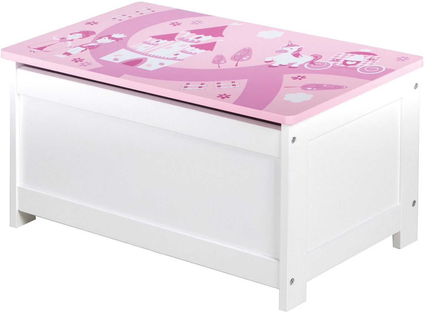 roba® Truhe Krone, rosa/pink, mit Deckelbremse, fürs Kinderzimmer