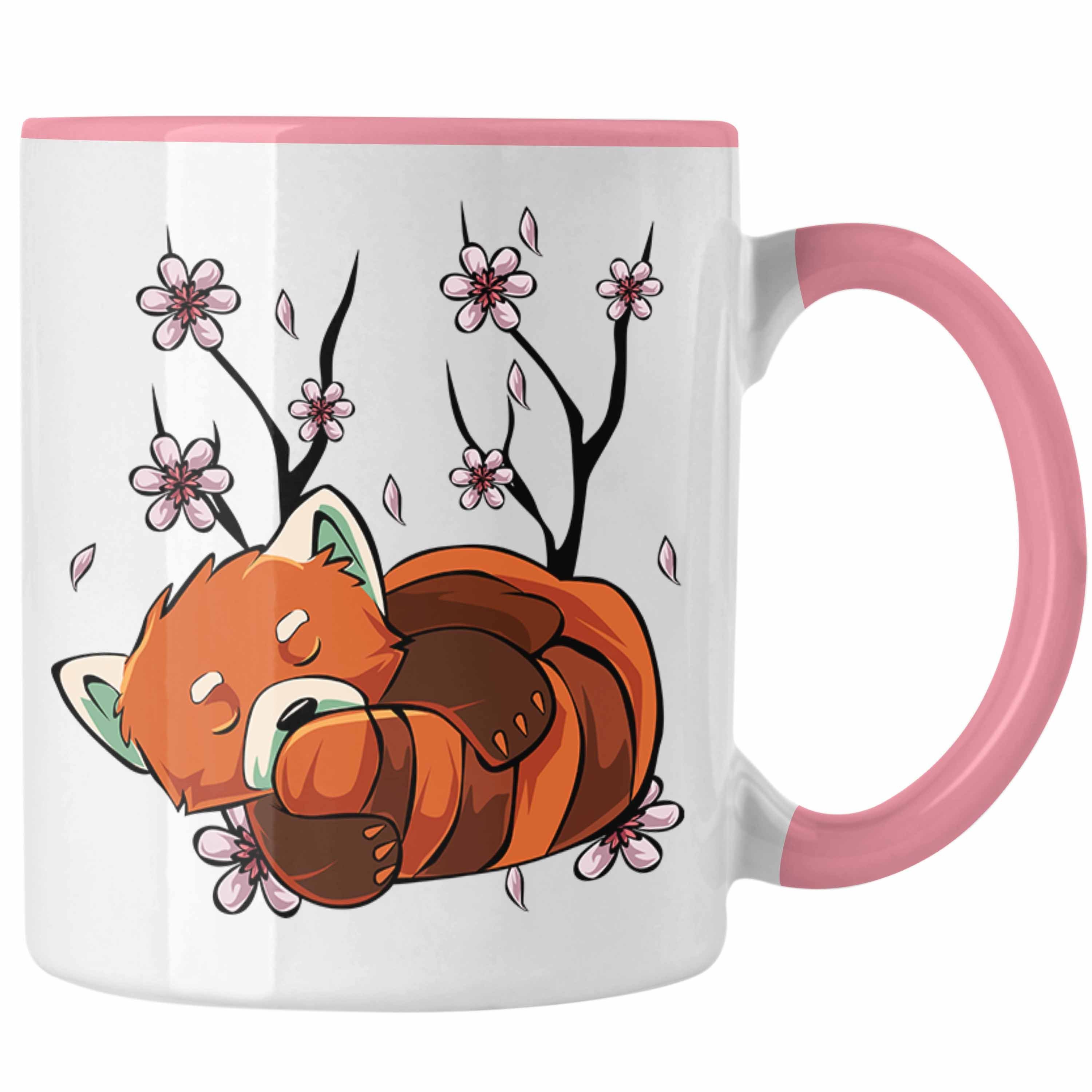 Trendation Tasse Lustige Roter Panda Tasse - Ein süßes Geschenk für Panda-Liebhaber Rosa | Teetassen