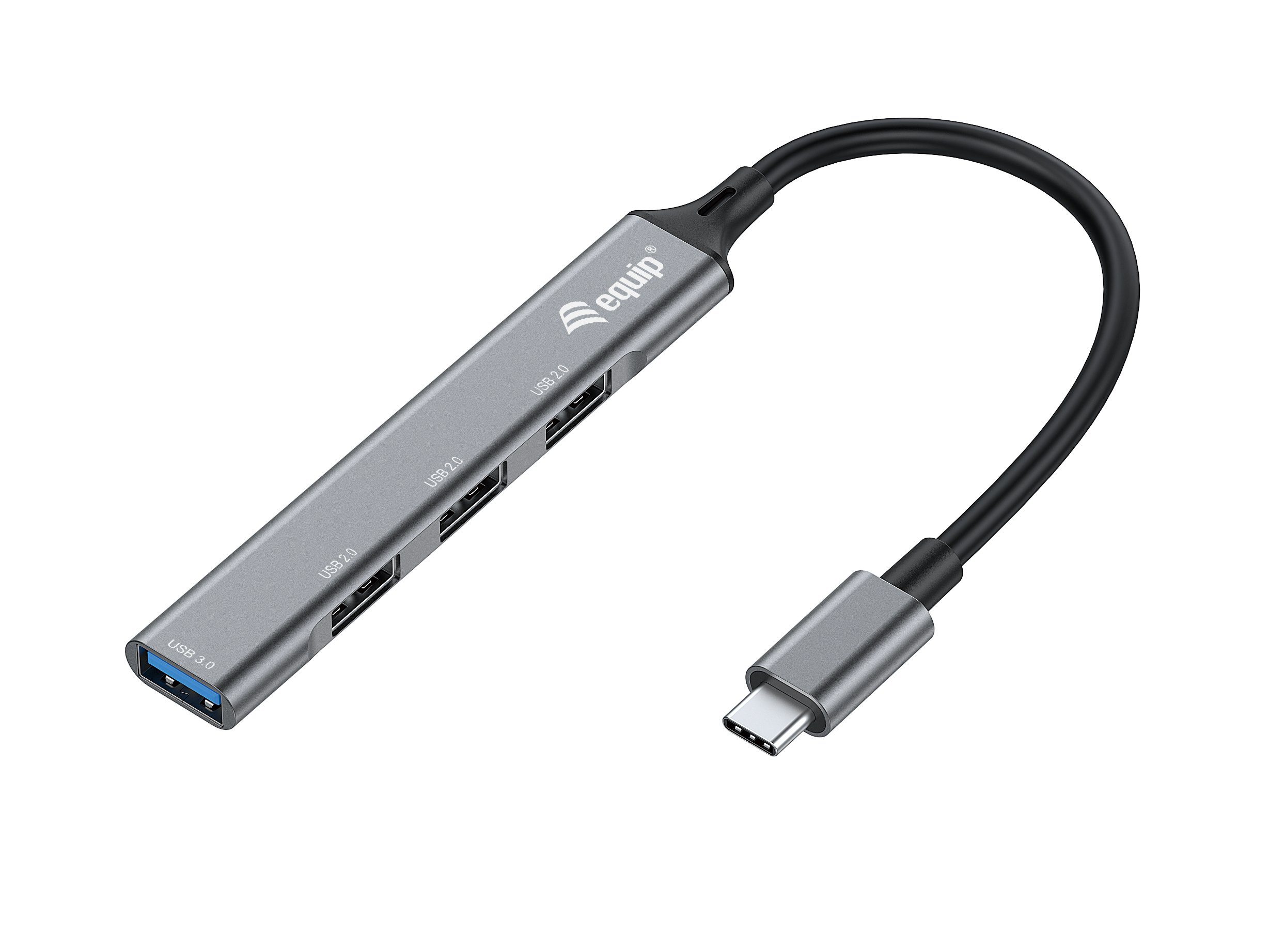 Equip Mülleimer Equip USB-Hub 4-Port 3.1/C->1x3.0/3x2.0 o.Netzteil grau
