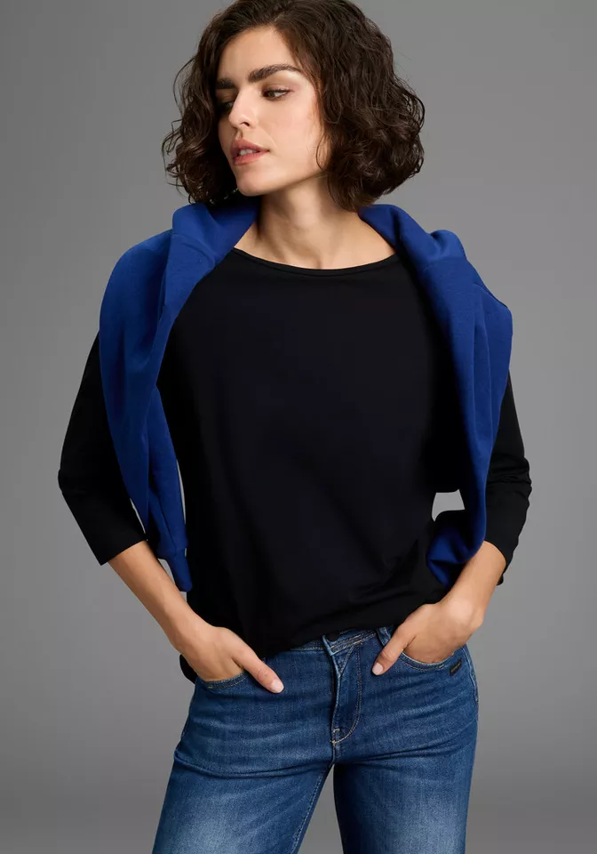 laura scott 3/4-Arm-Shirt Basic-Stil, 3/4-Ärmellänge, U-Boot-Ausschnitt, ohne Tasche