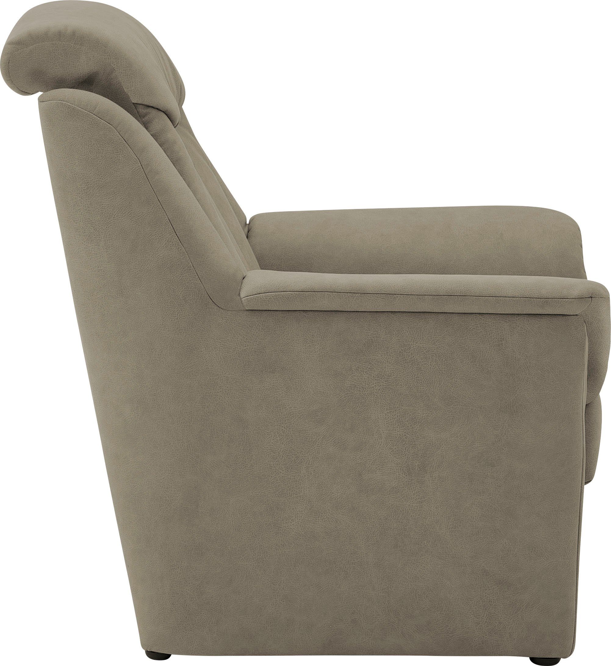 VILLA BECK 3-Sitzer Sitzhöhe und Sessel in 3-tlg), Polstergarnitur Lugano, 2x Kopfteilverstellung, cm, (Set, 46