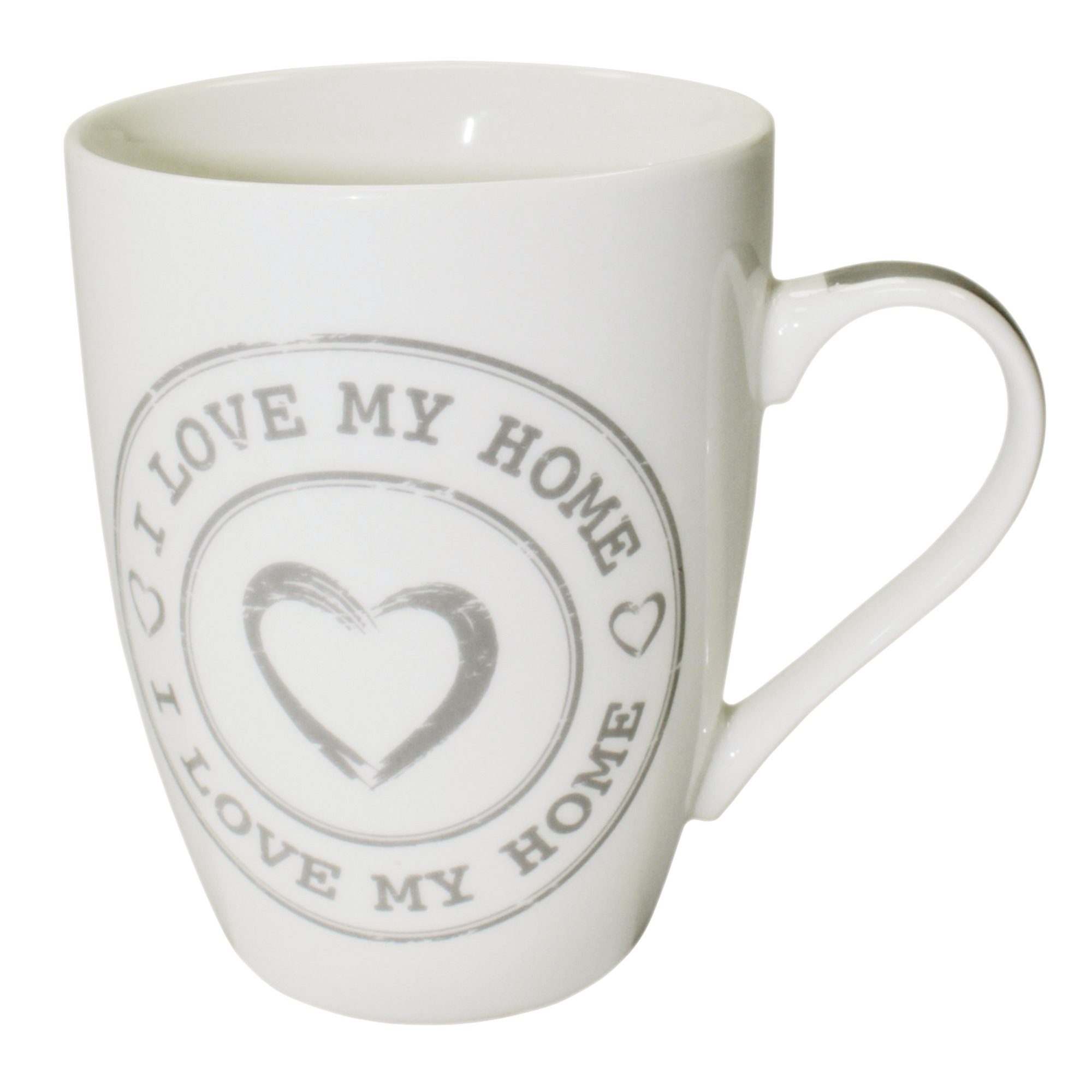 Haus und Deko Kuscheltier Kaffeetasse "I love my home" Henkel Tasse mit Herz Porzellan Becher (1-St)