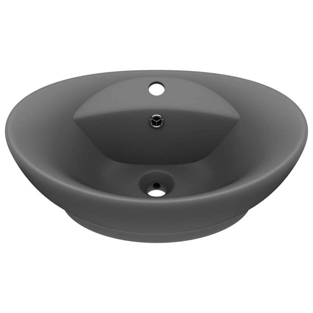 vidaXL Раковины Раковины Badezimmer Aufsatzwaschbecken Überlauf Matt Dunkelgrau 58