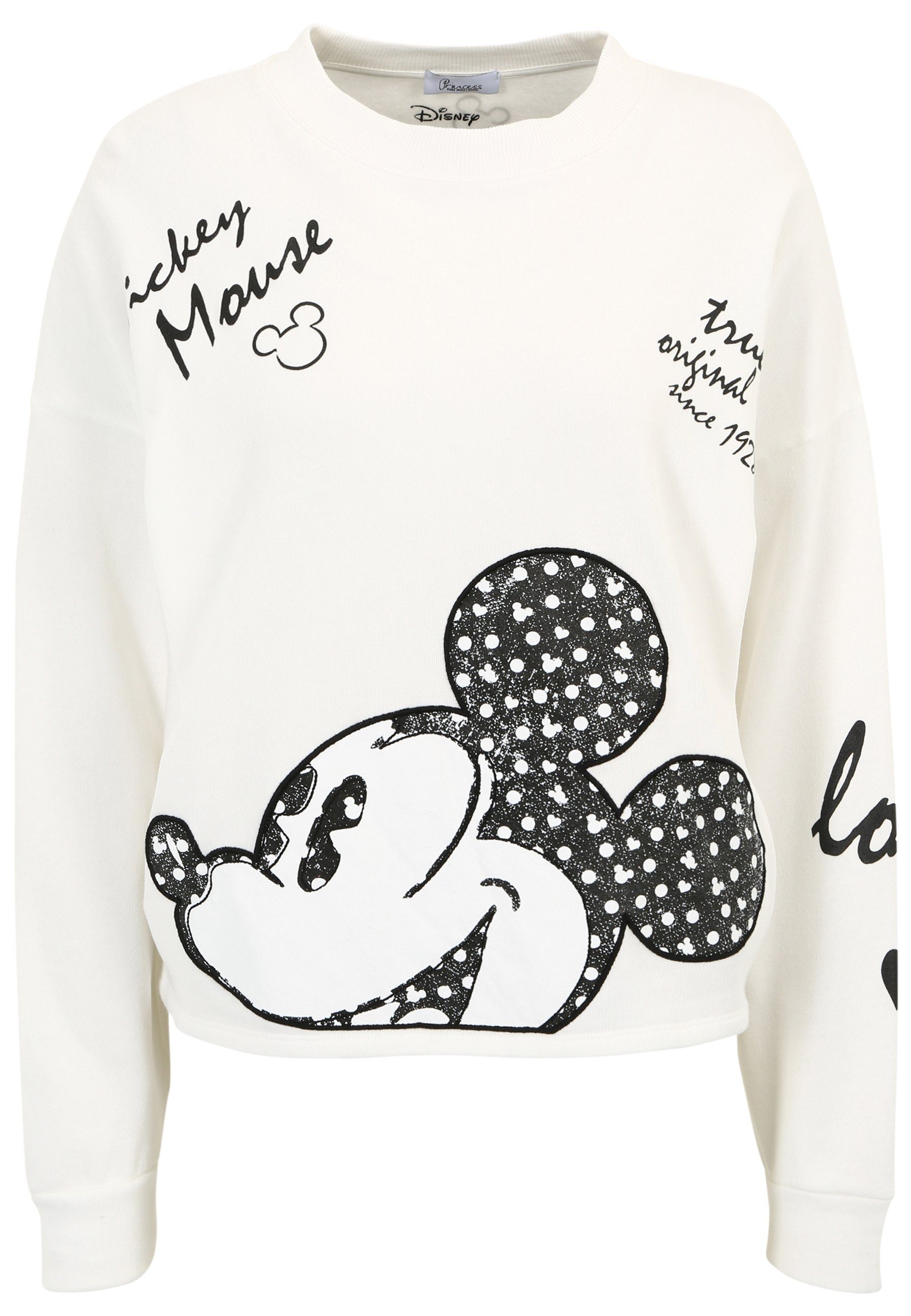 Sweatshirt Leoprint Hollywood Mickey Strickpullover mit mit goes Aufnähern Princess