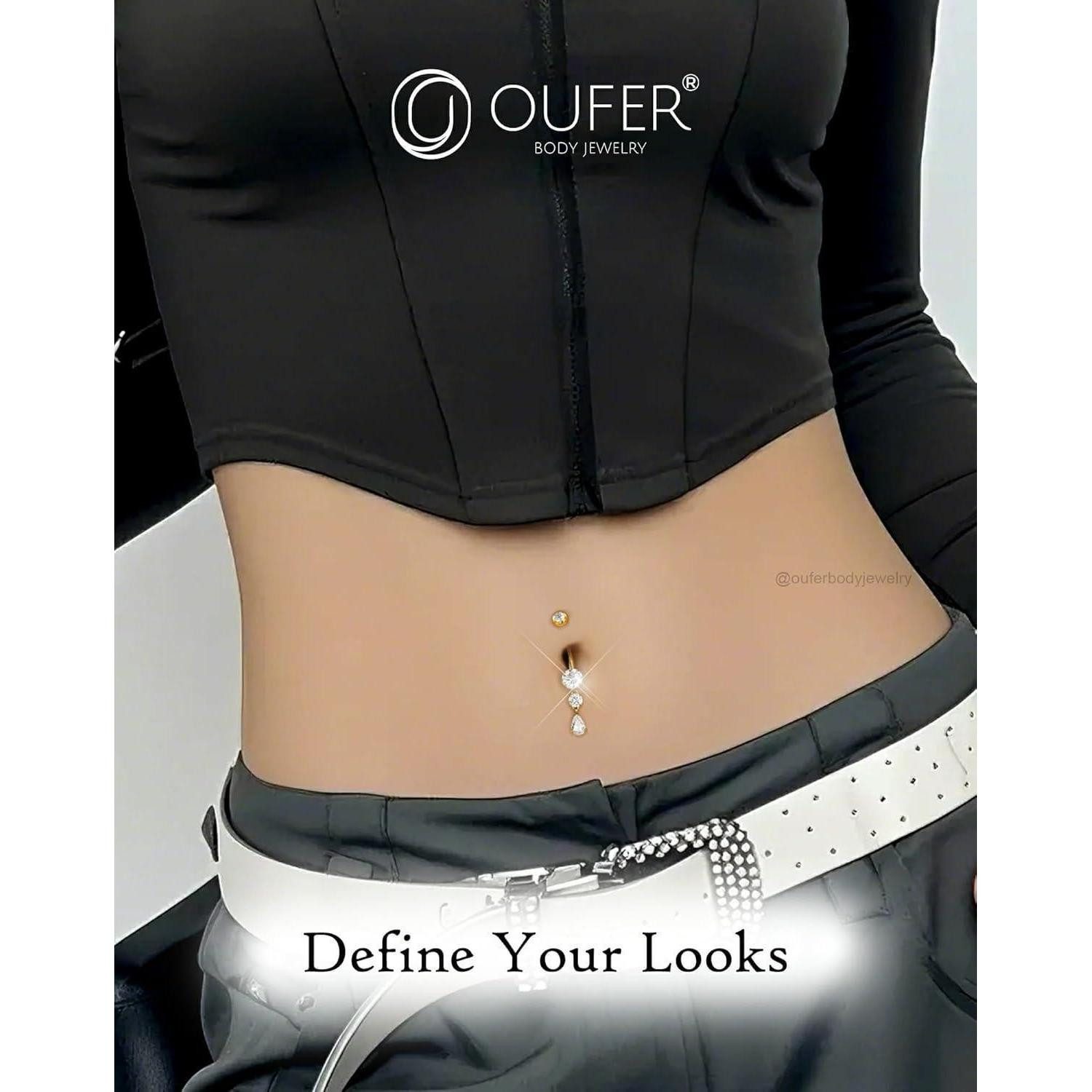 LuxusKollektion Bauchnabelpiercing Bauchnabelpiercing Titanium 14G Gold Teardrop Navel Bars Belly Button