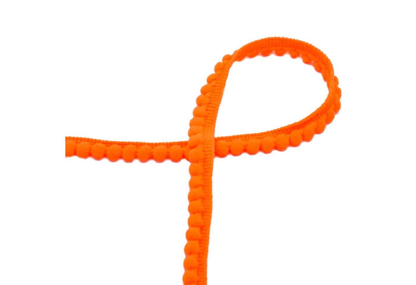 Thumbnail - maDDma Kordel Bommelborte Mini 25m x 11mm uni Bommelgröße 6mm Pomponband, neonorange
