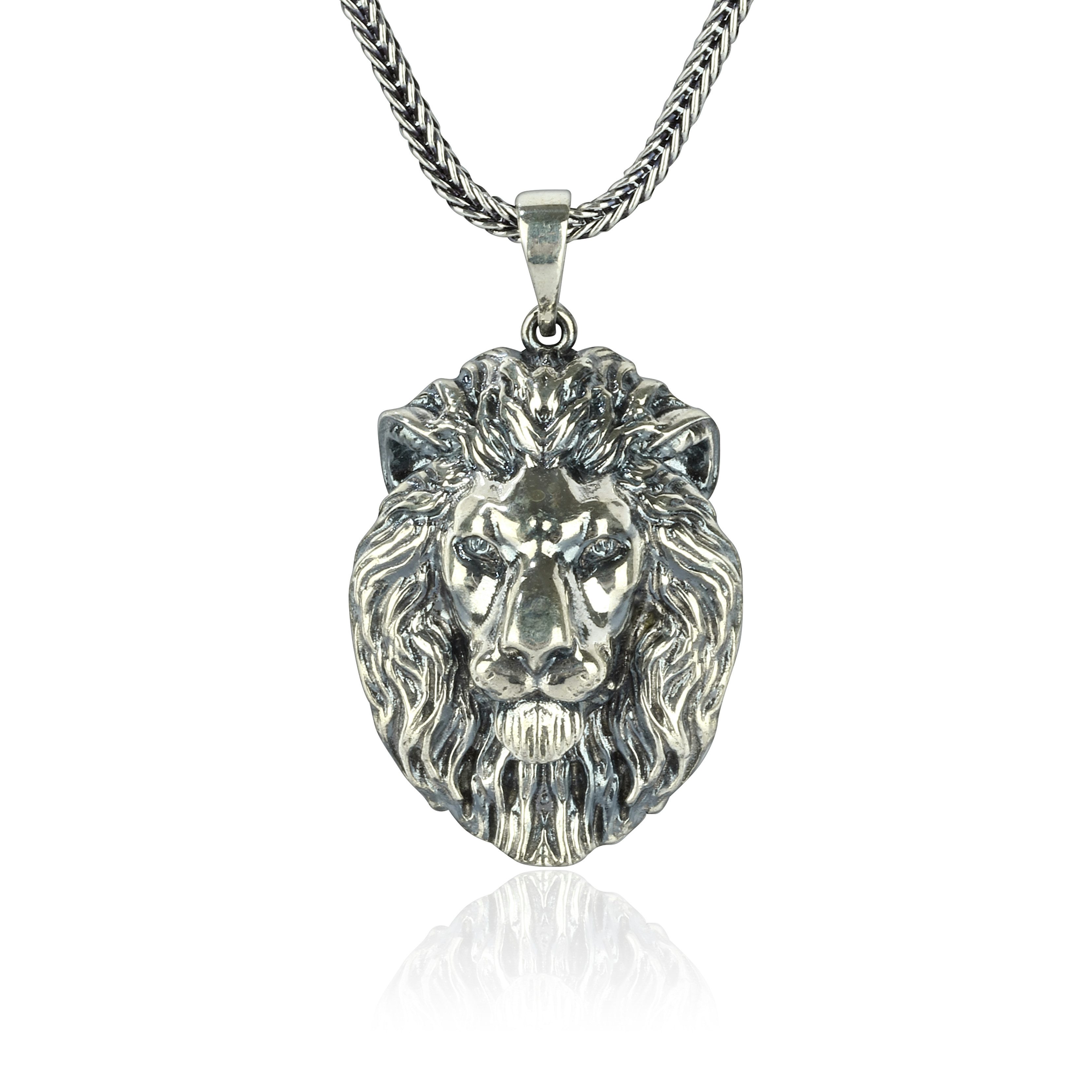 NAHLE Kette mit Anhänger Silber Löwe mit Silber Fuchsschwanz Kette 55cm (2- günstig online kaufen