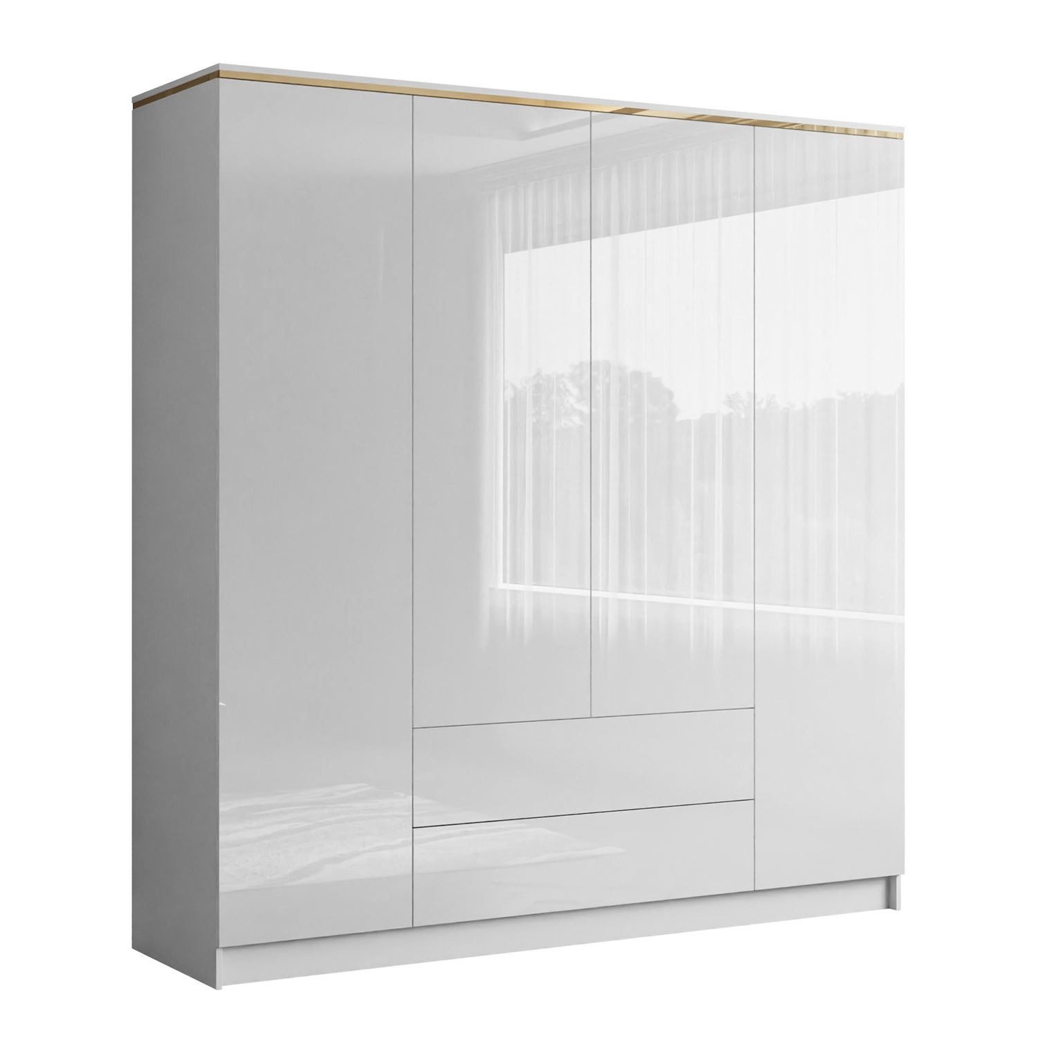 Lookway Kleiderschrank AURORA 4D2S in Weiß günstig online kaufen