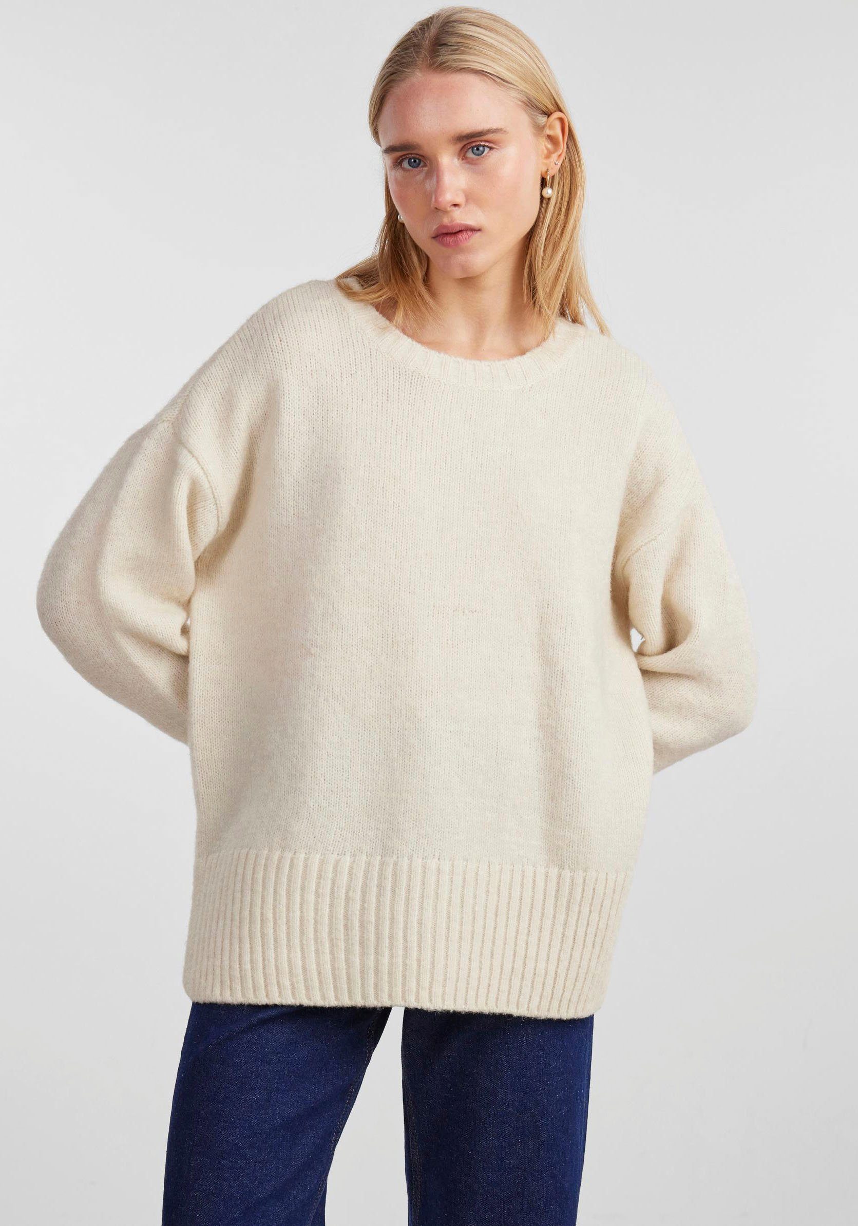 Oversized BC LOOSE KNIT Strickpullover NOOS PCNANCY pieces Birch O-NECK LS