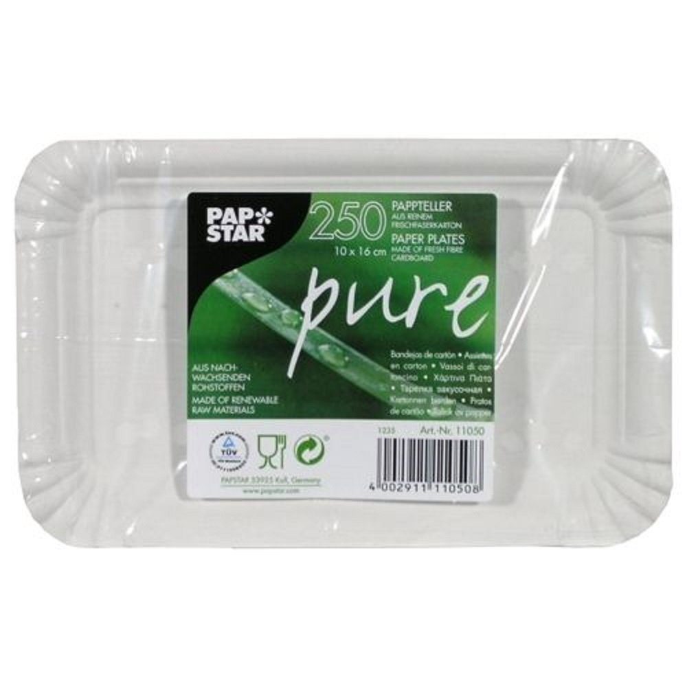 PAPSTAR Pappteller 250 Pappteller eckig "pure" ca. 10 x 16 cm