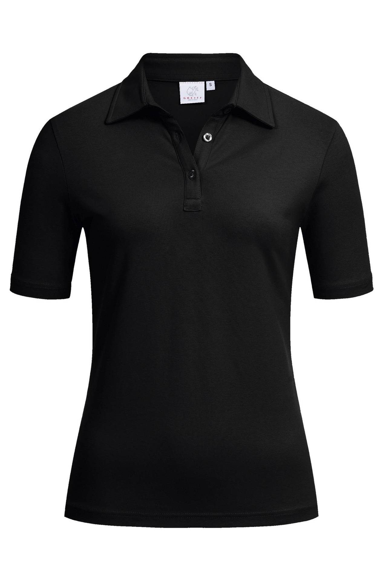 Poloshirt Greiff SHIRTS Damen Poloshirt Kurzarm Kent Regular-Fit Schwarz