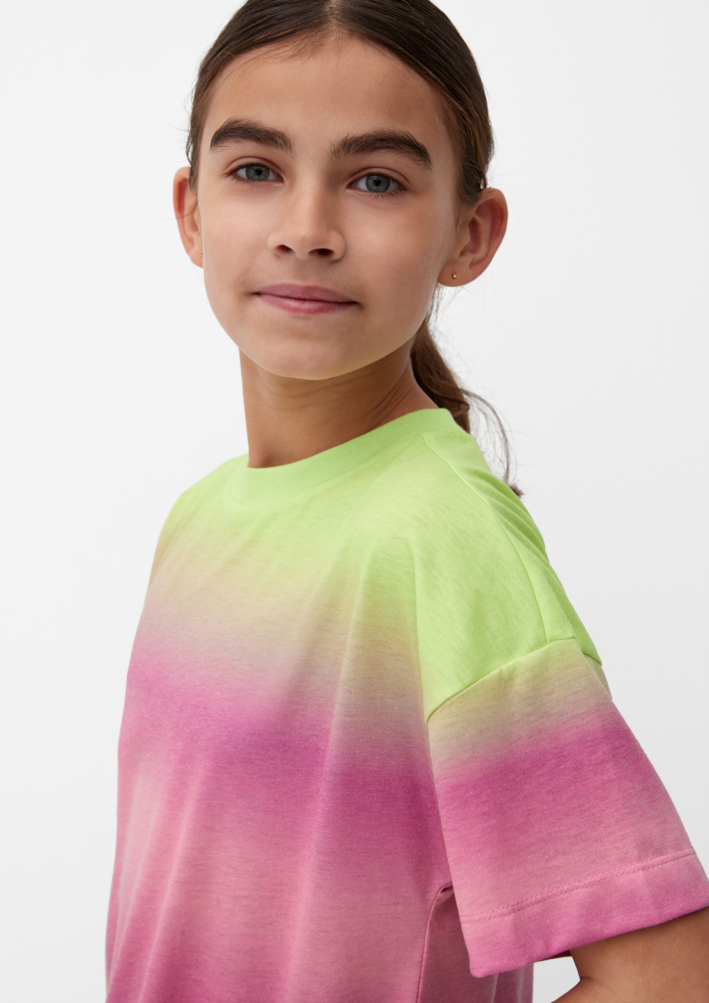 s.Oliver Kurzarmshirt T-Shirt mit limettengrün Farbverlauf