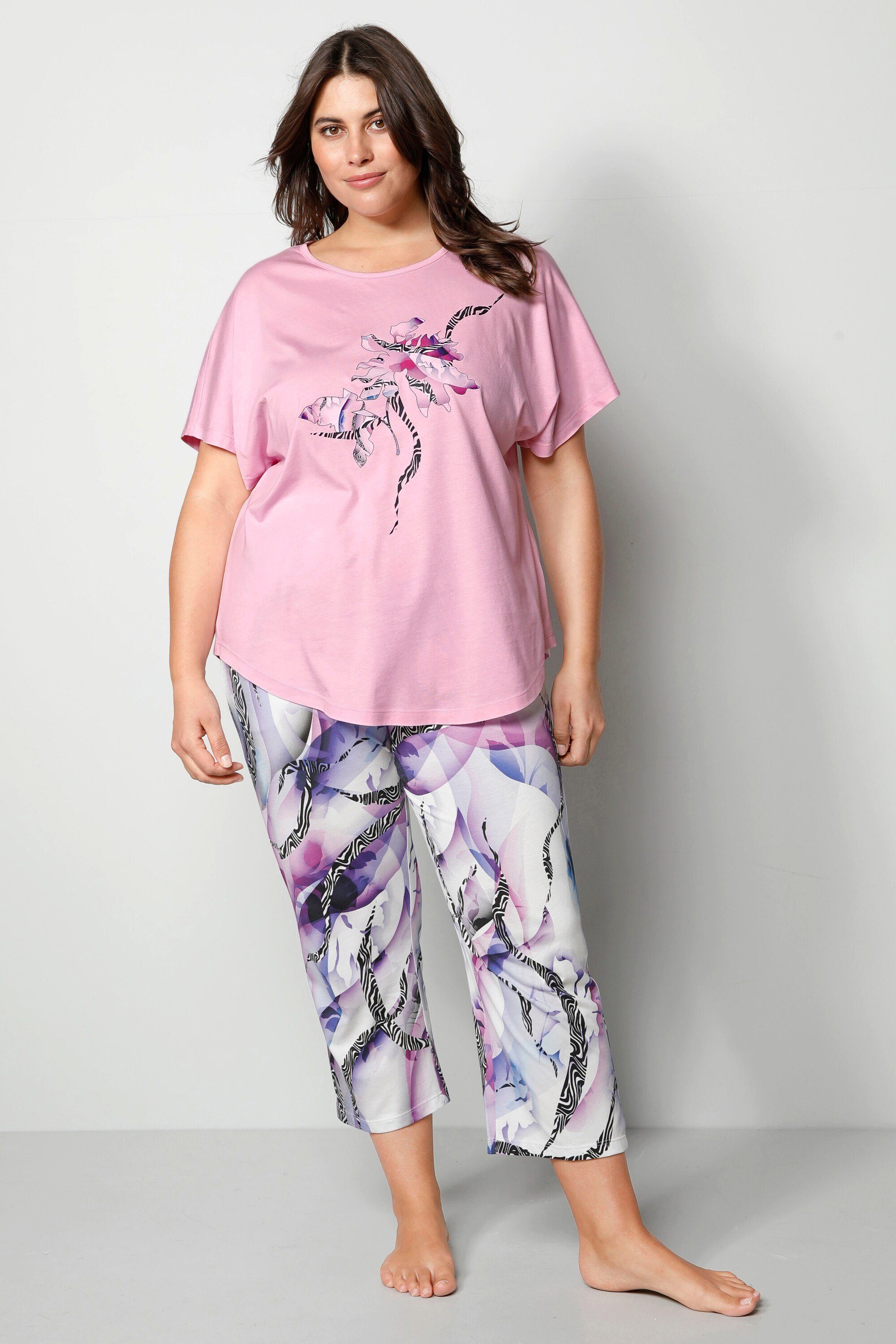 Zweiteiler Print Shirt Pyjama Schlafanzug 7/8-Hose mit TruYou