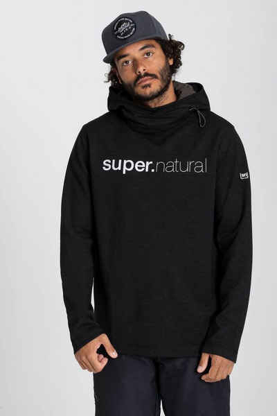 SUPER.NATURAL Hoodie Merino Hoodie M ALPINE HOODED II Neckwarmer integriert, Merino-Materialmix