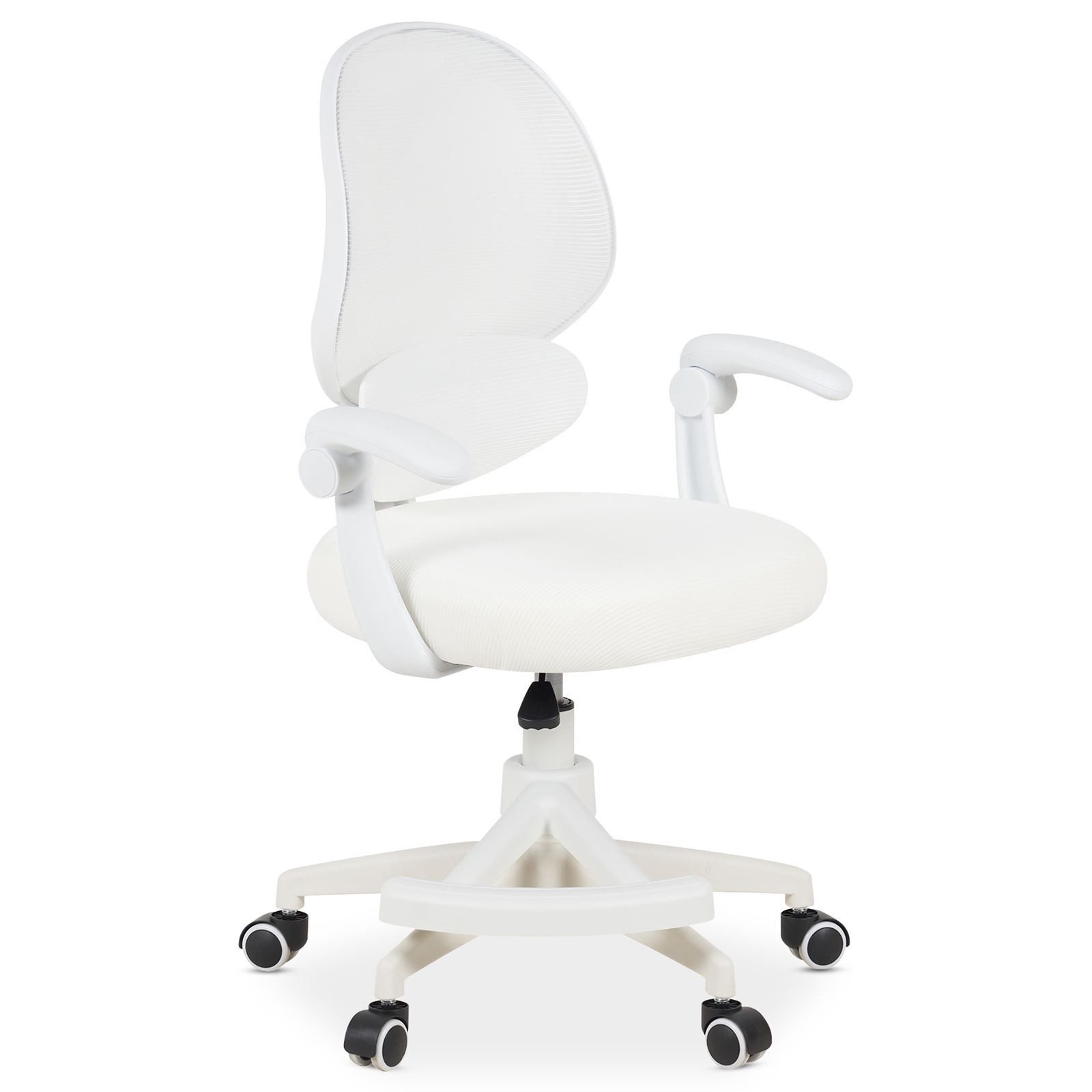 IDIMEX Schreibtischstuhl ISLA, Kinder Bürostuhl mit Fußstütze ergonomisch höhenverstellbar Weiß