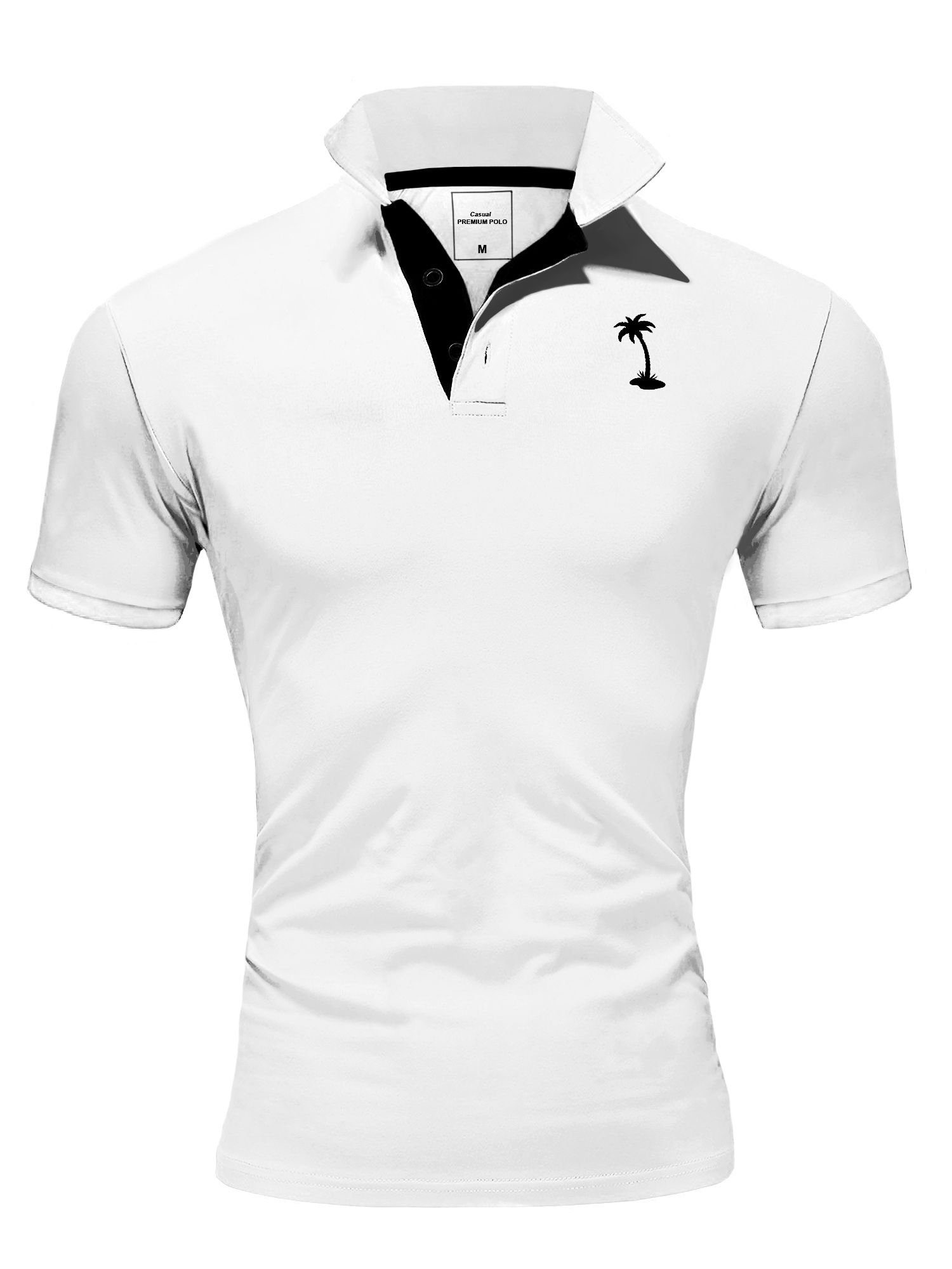 mit kontrastfarbigen Details weiß-schwarz Poloshirt behype PALMSON
