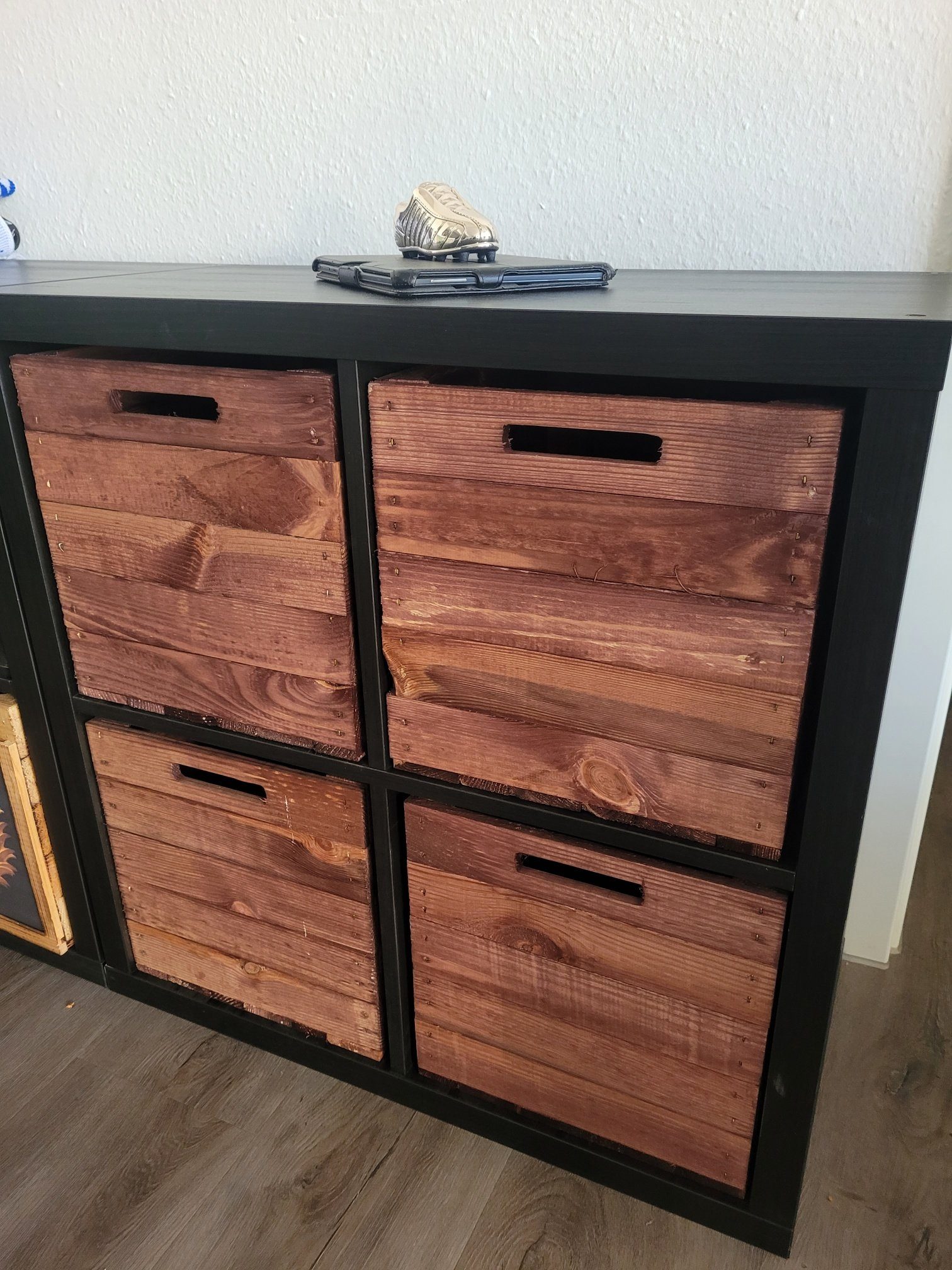 Kistenkolli Altes Land Allzweckkiste 4er set Holzkiste Holzbox Vintage Ocker passend für Ikea Kallax und (Spar-Set)