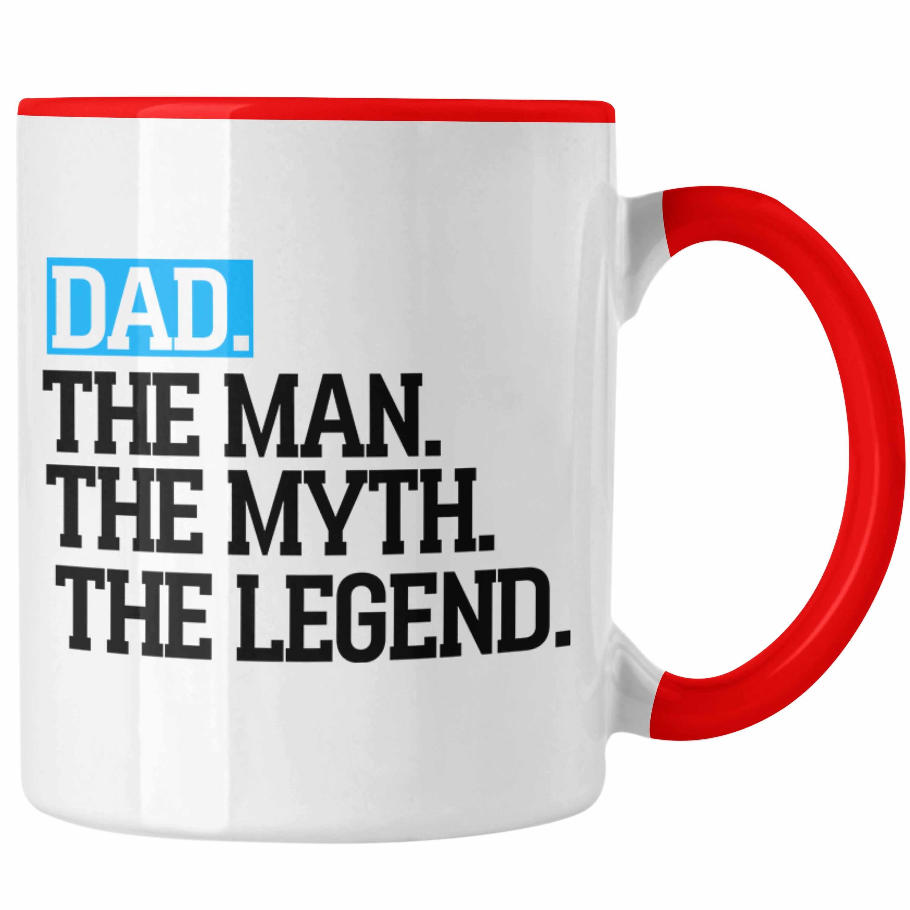Trendation Tasse Tasse für Vater Lustig "Dad The Man The Myth The Legend" Vatertag Spru Rot