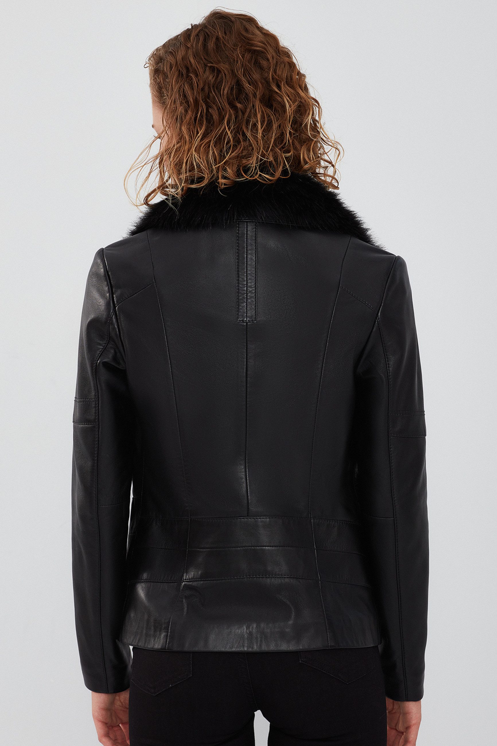 Derimod Lederjacke Vivien Lederjacke mit Kunstfellkragen