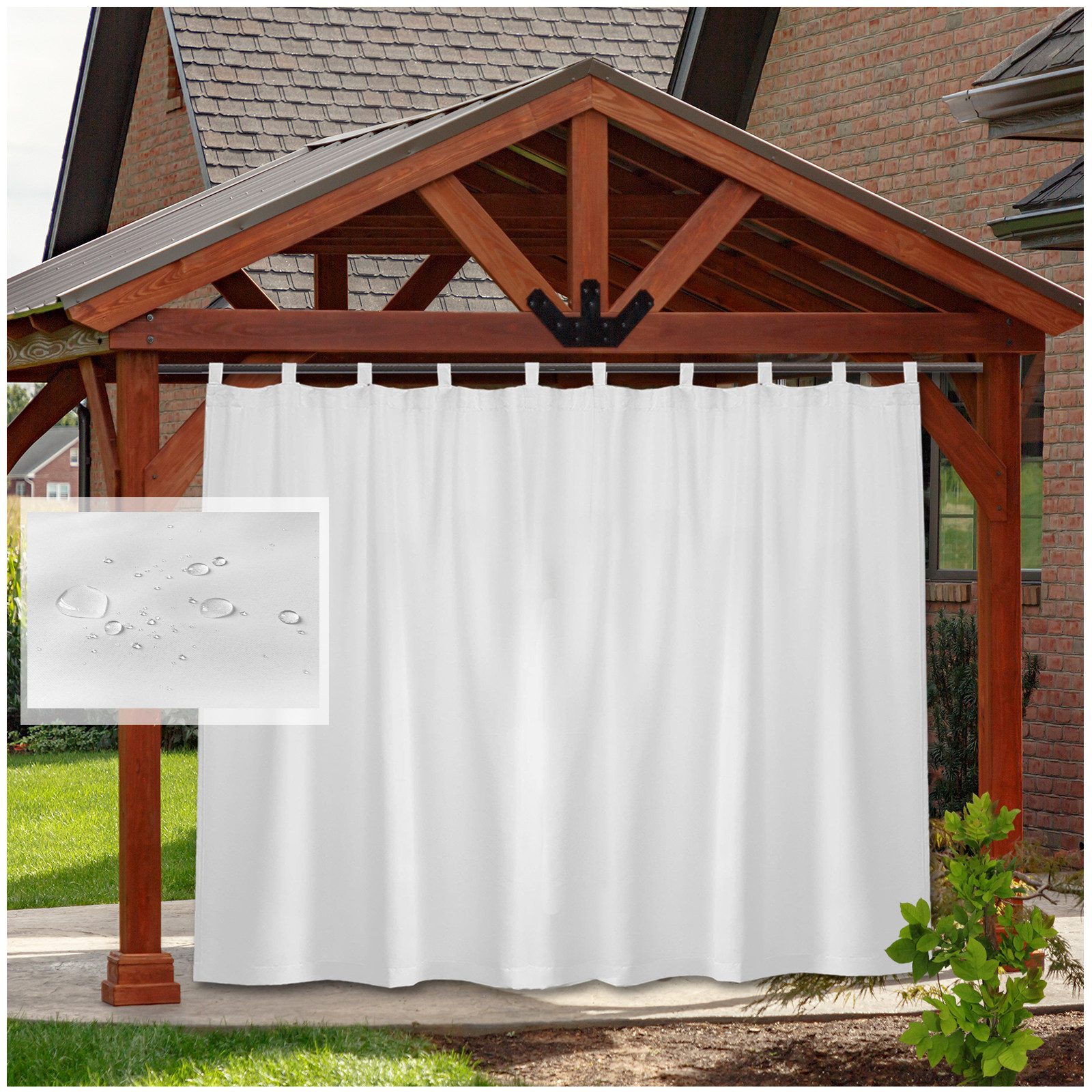 BTTO V&G Outdoorgardine Ösenvorhang Verdunkelungsvorhang Schlaufen günstig online kaufen