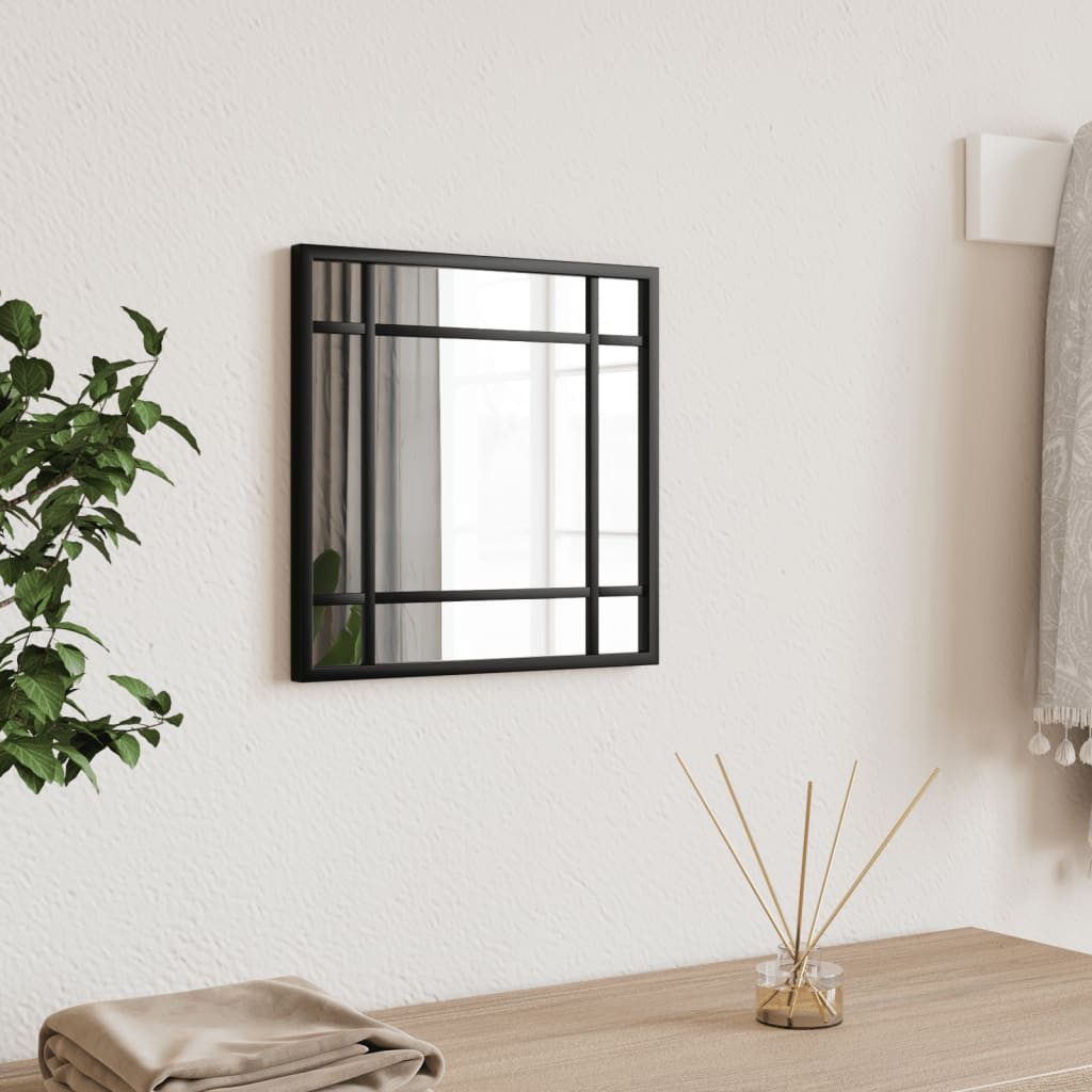 furnicato Wandspiegel Schwarz 30x30 cm Quadratisch Eisen (1-St), Hängespiegel mit explosionsgeschützter Folie für das Badezimmer