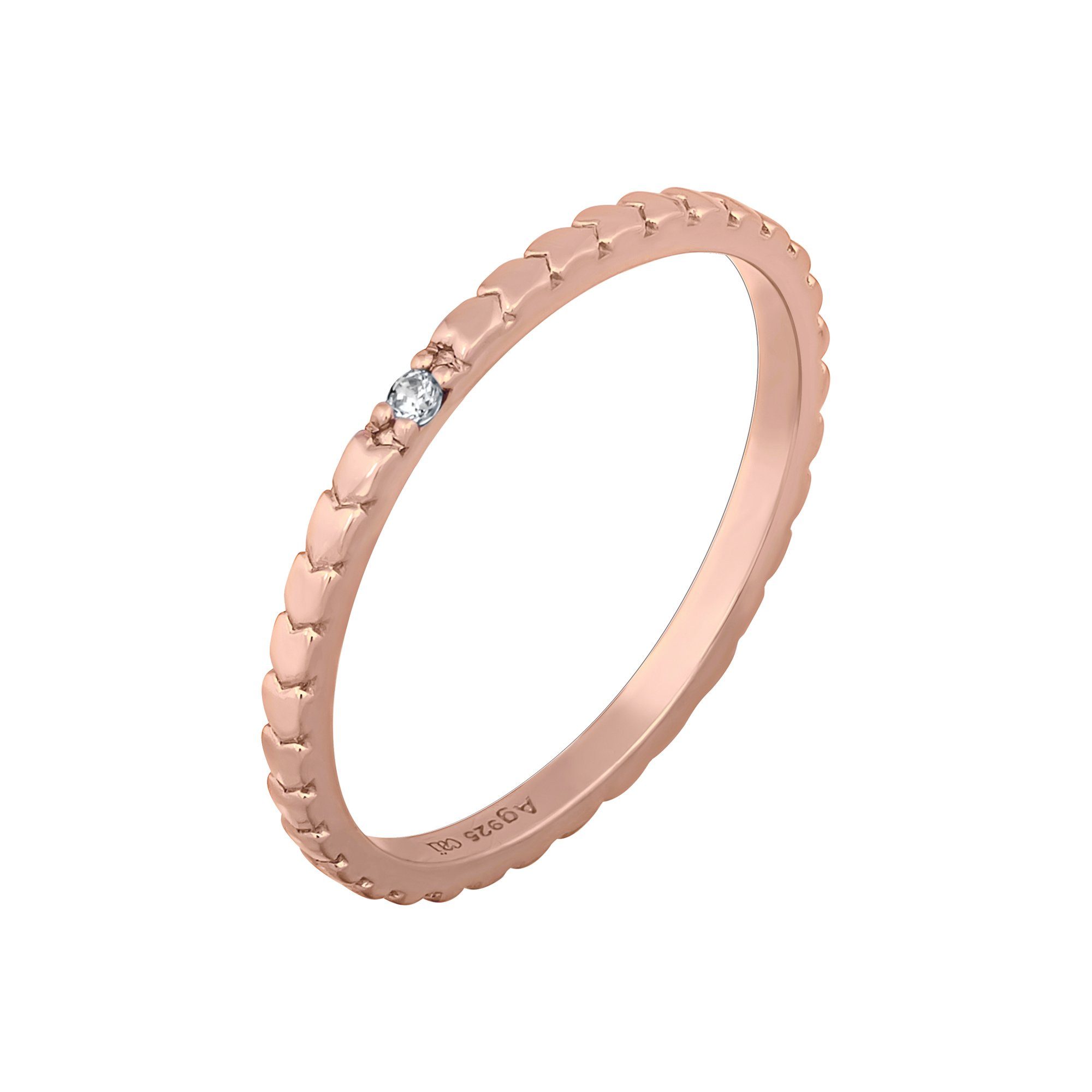 CAÏ Fingerring 925/- Sterling Silber rosévergoldet Herzen Zirkonia Stacking günstig online kaufen