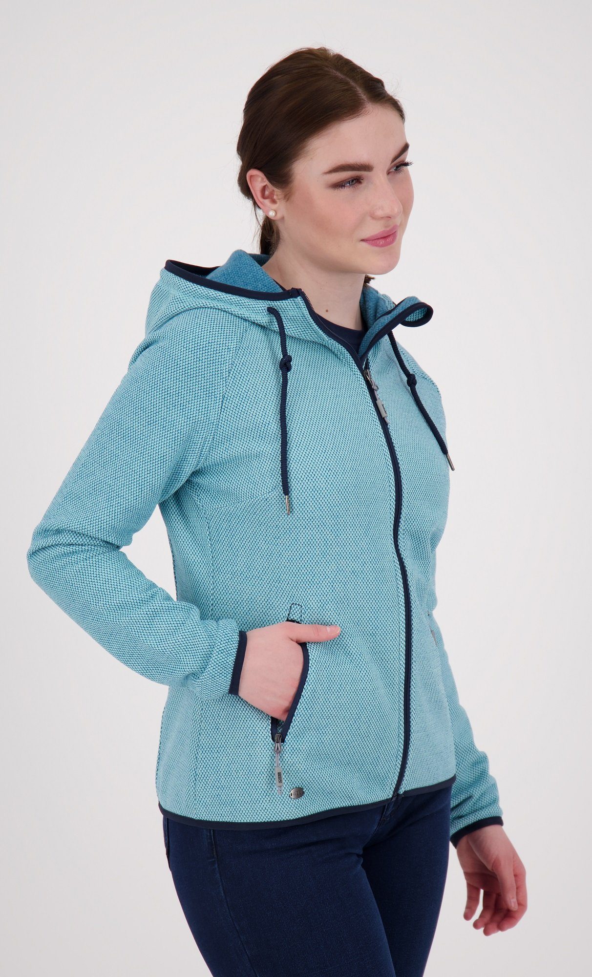 Fleecejacke, Kapuzenfleecejacke mit Active biscay DEPROC Damenjacke bay CS Kapuze, Großen WOMEN auch Größen XANA in Strickfleece