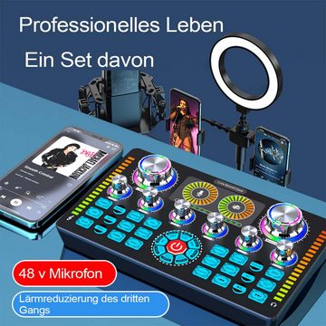 DOPWii DJ Controller Podcast-Aufnahmestudio-Ausstattungsset, integrierte H9-Soundkarte, 48-V-Phantomspeisung, Bluetooth für PCs und Smartphones