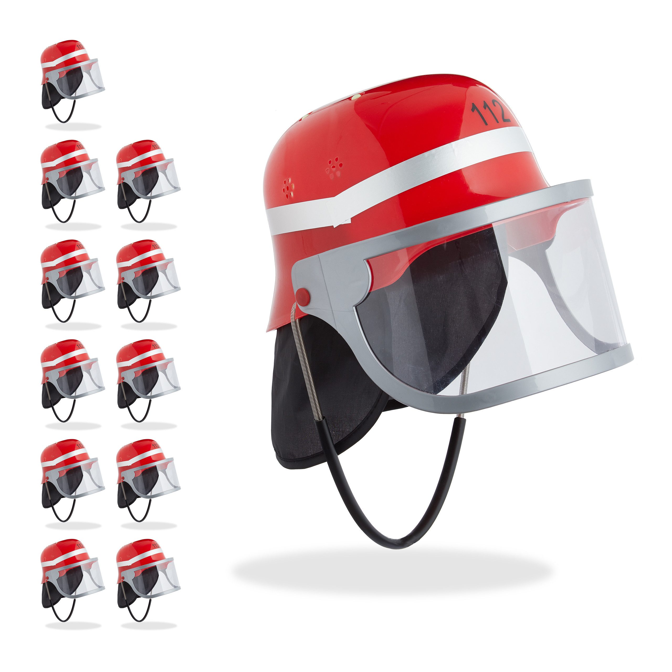 Feuerwehrhelm 12 x Feuerwehrhelm Kinder rot