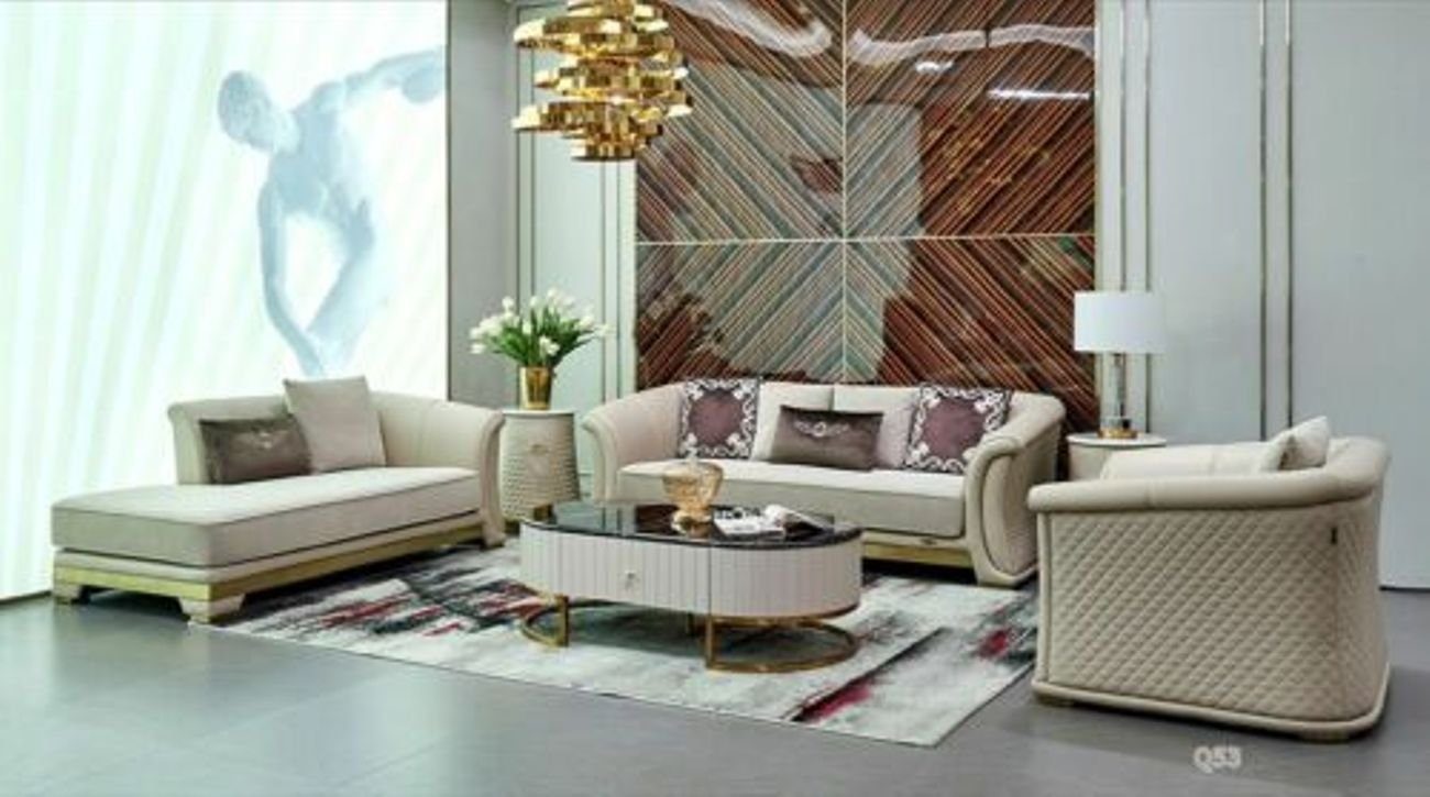 JVmoebel Wohnzimmer-Set Design Sofagarnitur Couchtisch Sofa 6tlg. Wohnzimmer Set Beistelltisch