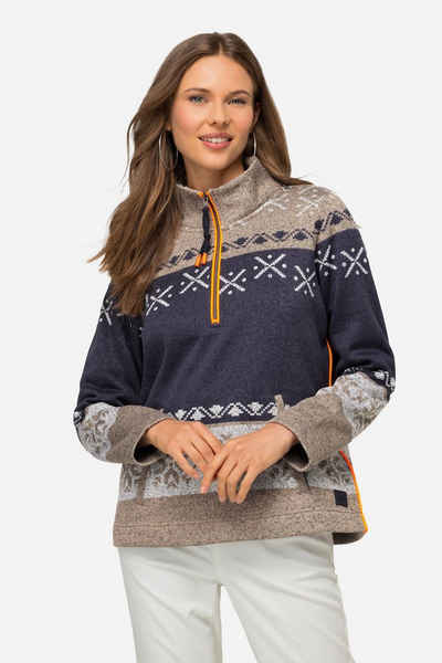 Laurasøn Sweatshirt Norweger-Fleecepullover Troyerkragen Langarm