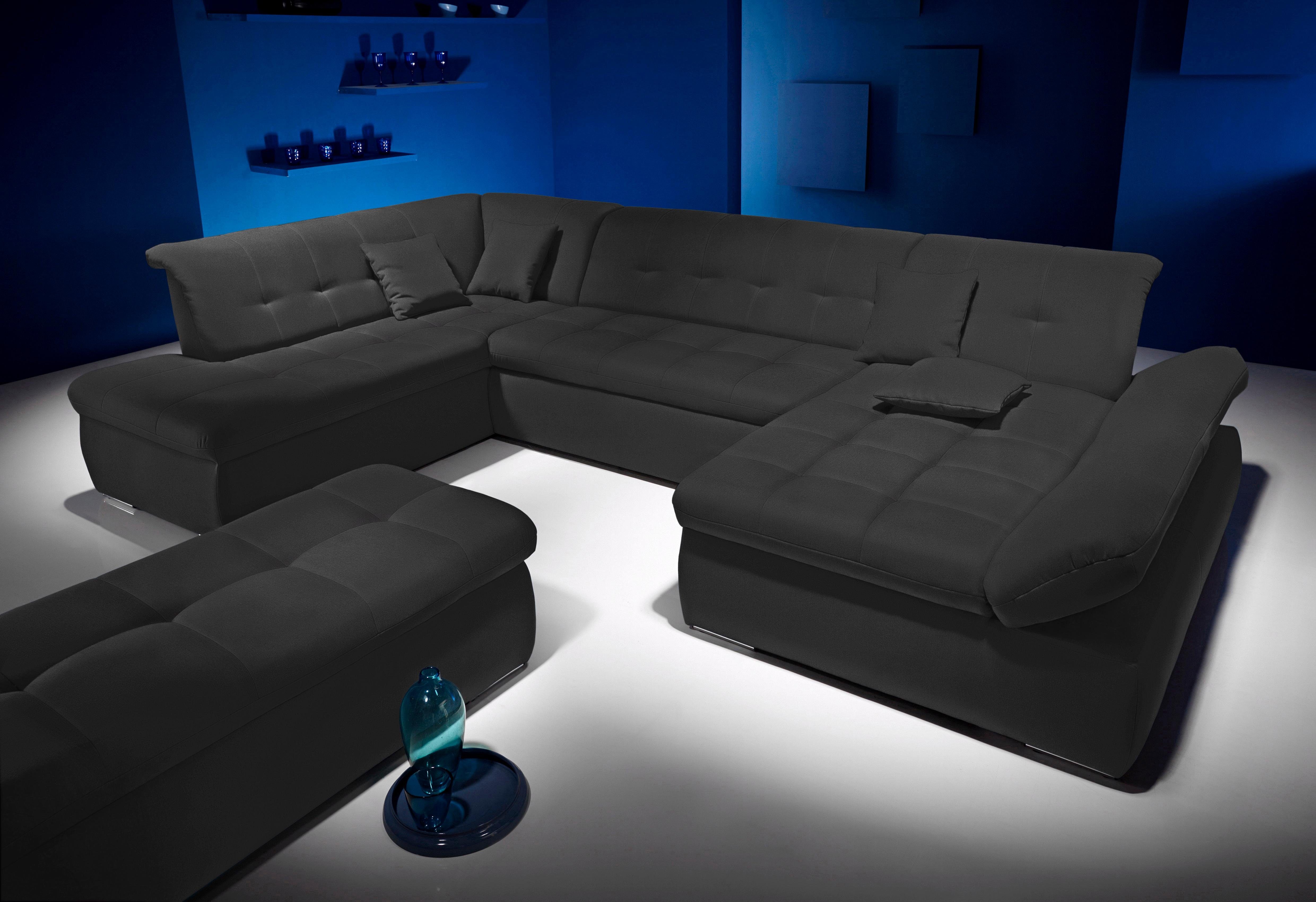 Home affaire Wohnlandschaft U-Form, wahlweise mit Bett- und Armlehnfunktion