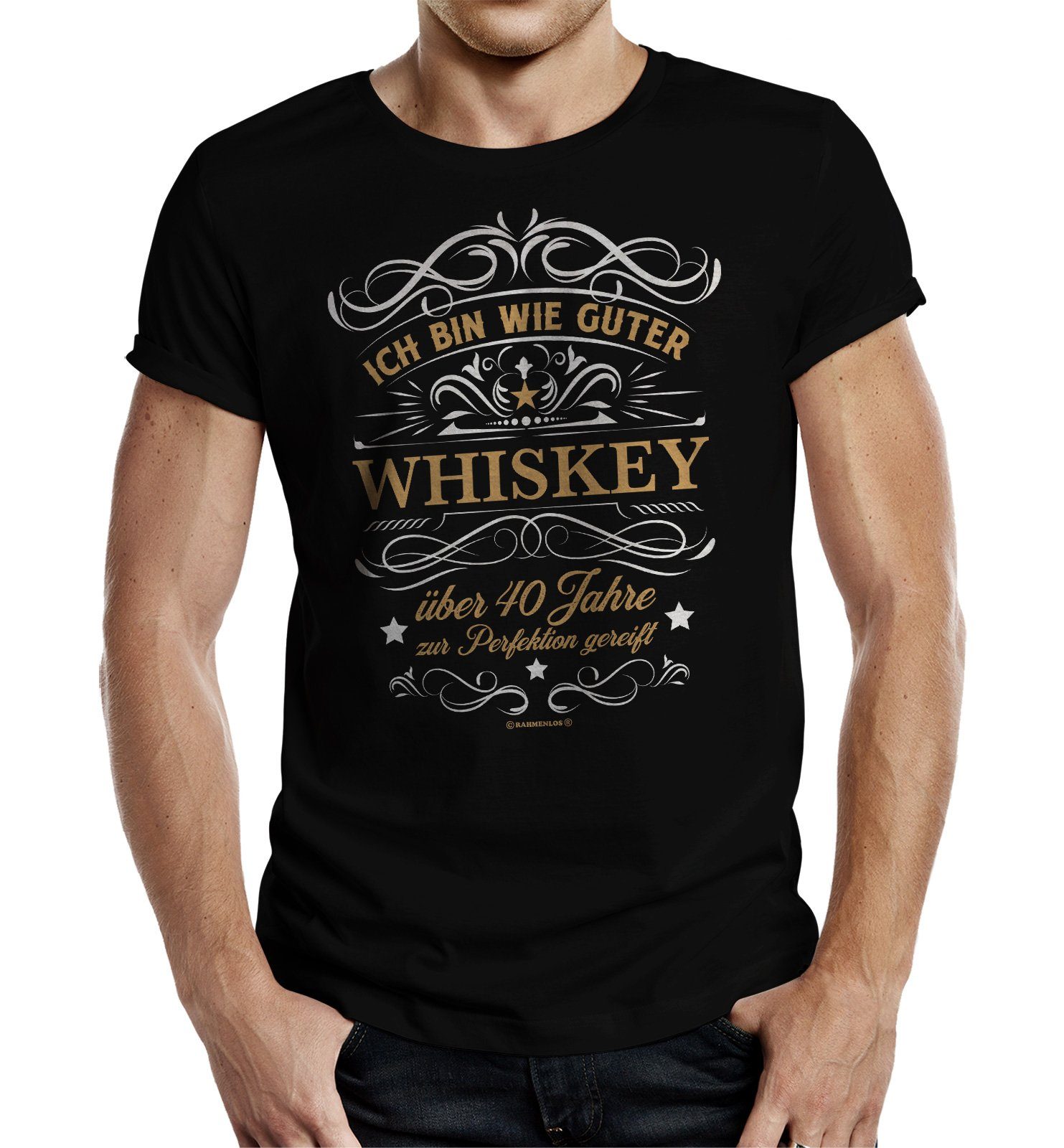 RAHMENLOS® T-Shirt Geschenk zum 40. Geburtstag - wie guter Whiskey 40 Jahre gereift