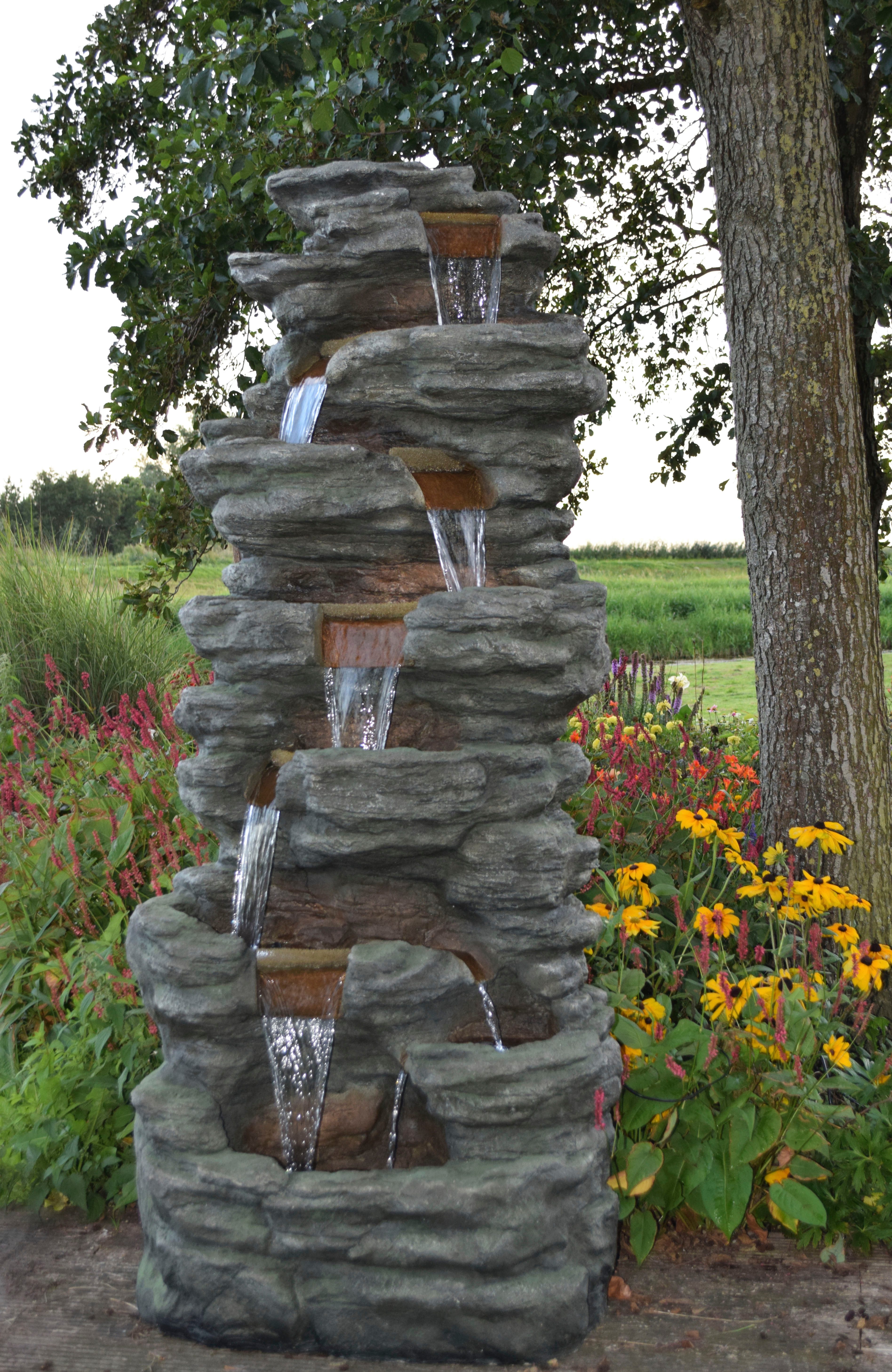 Thumbnail - AcquaArte Gartenbrunnen Wasserfall CORTE, Komplettset mit LED-Beleuchtung, Pumpe und Anschlussmaterial