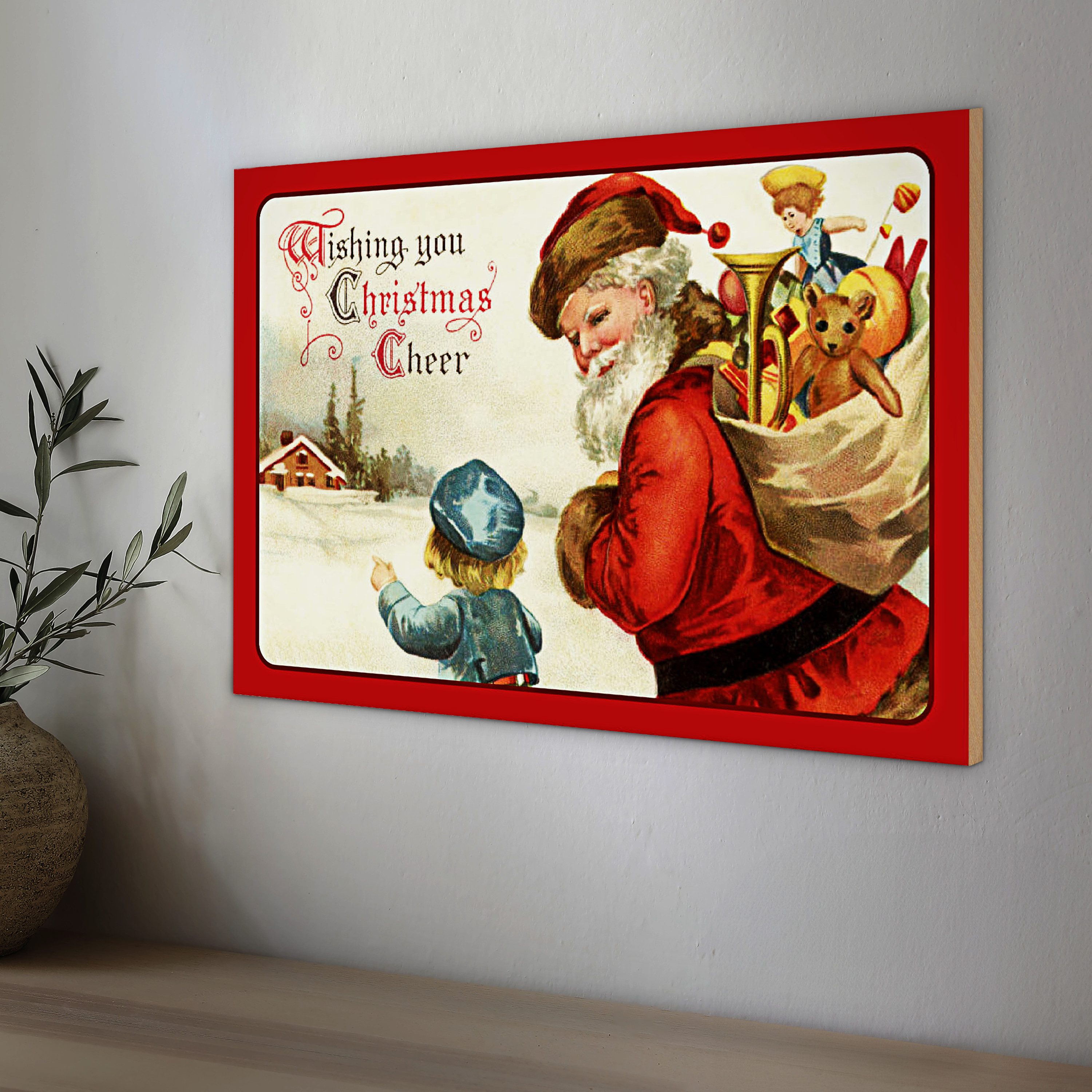 Roomando Holzbild Holzschild Weihnachtsmann Santa Claus Christmas 30x20cm