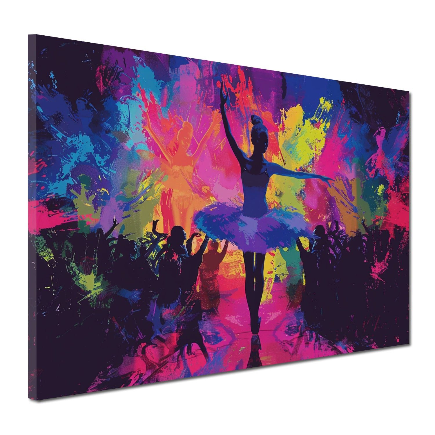 Artedinoi Leinwandbild Ballerina Pop Art Farbexplosion bunt Leinwandbild Wandbild XXL, Ballerina, abstrakt