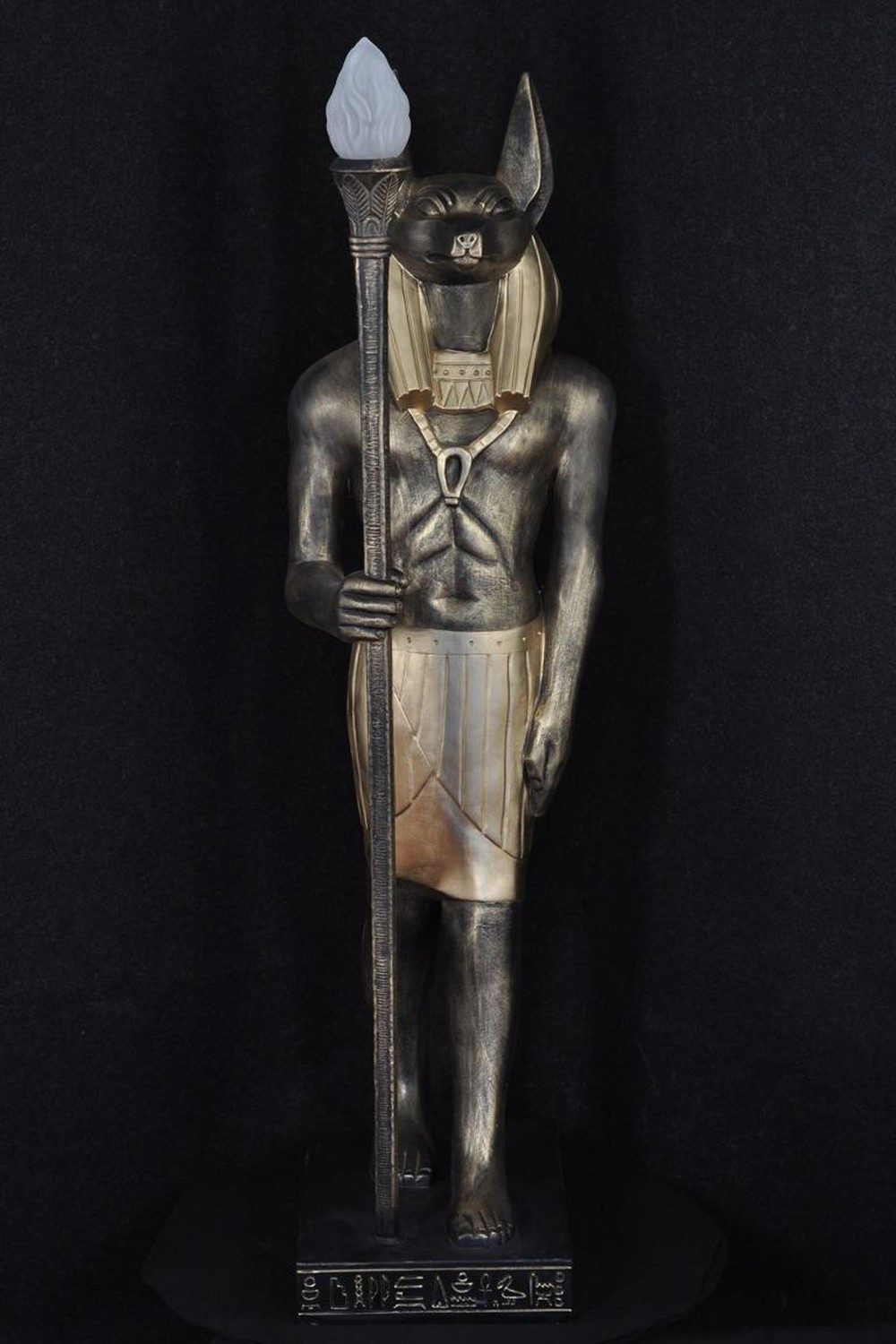JVmoebel Stehlampe Ägyptische Figur aus Polyresin in Gold und Schwarz, Made in Europa
