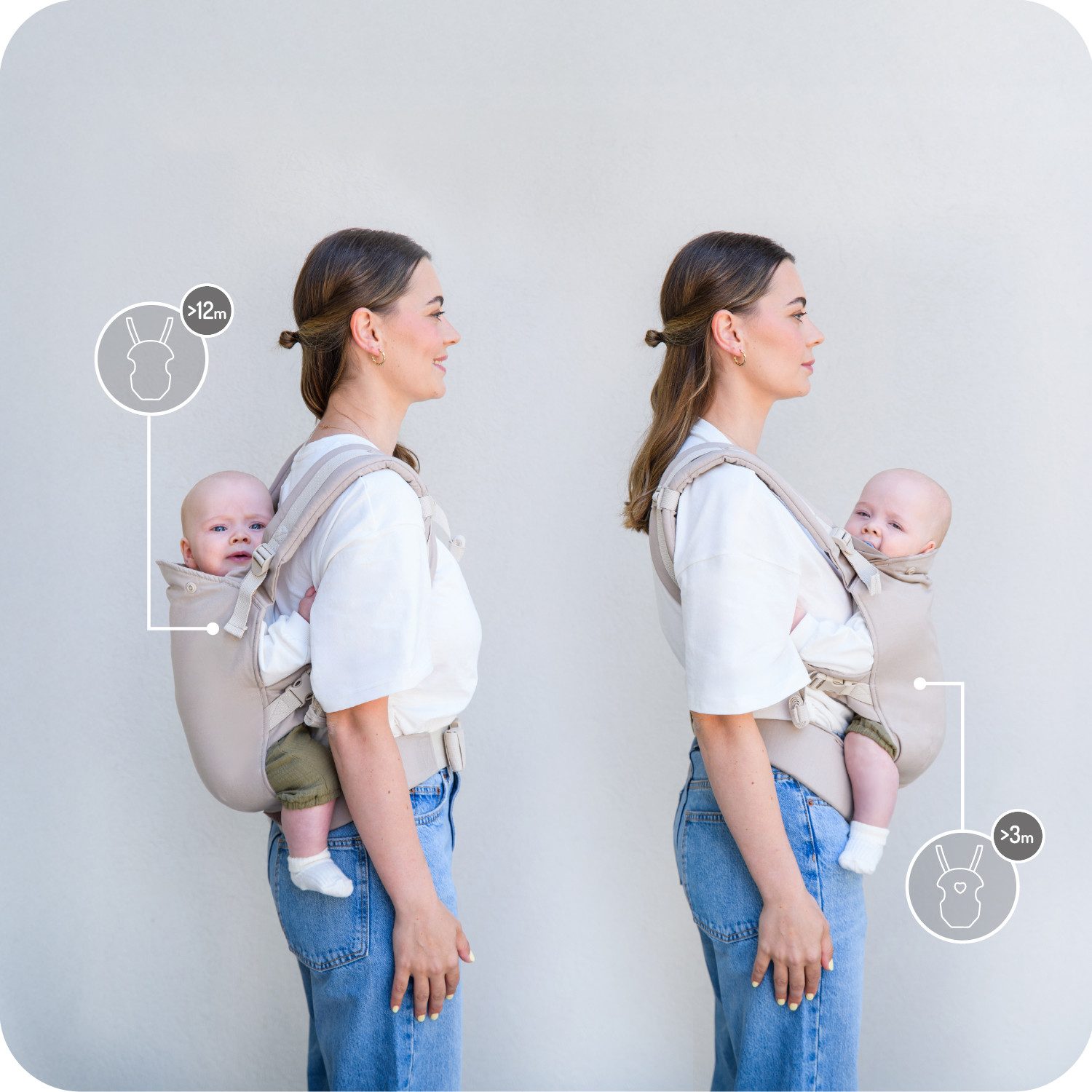 MoMi Babytrage Collet (Einzelprodukt), 2-in-1 Babytrage bis 15 kg mit verstellbarem Hüftgurt – Bild 5 von 5