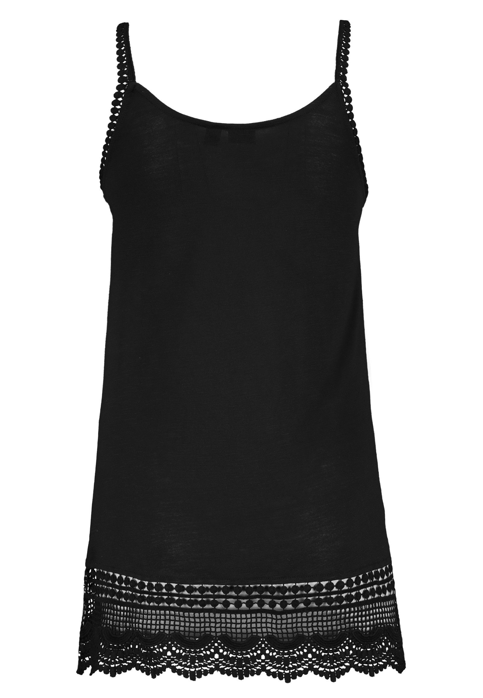 Eight2Nine Shirtkleid 2er-Set Spaghetti Top mit Häkelspitze und Spitzensaum (lang, 2-tlg) 2x-Top Dress