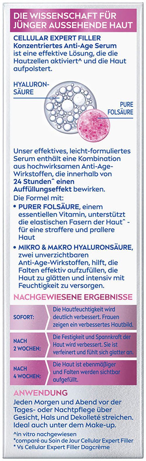 Nivea Gesichtsserum CELLULAR EXPERT FILLER KONZENTRIERTES ANTI-AGE SERUM, aktiviert Hautzellen und polstert die Haut auf