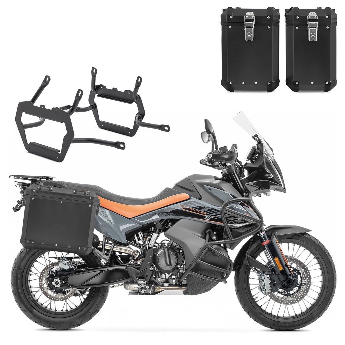 Bagtecs Kofferset Set Alukoffer + Kofferträger passend für KTM 1290 Super Adventure R