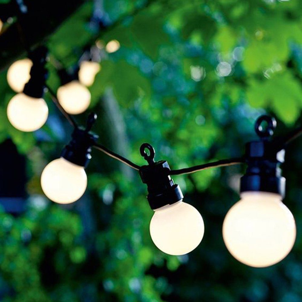 Rosnek LED-Lichterkette Terrassenlicht,G50, Außen Strom Glühbirnen,Hochzeit Garten Party Deko weiße
